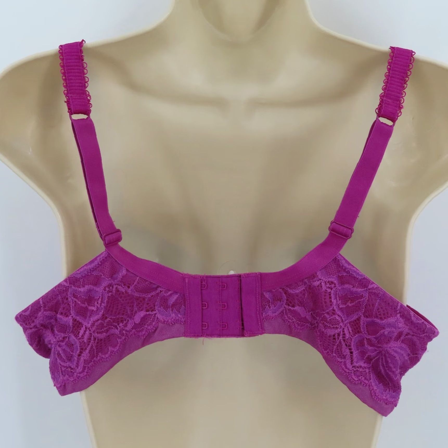 Vintage Bali Bra 38C Purple Floral Lace Desire Foam Underwire Padded Bow Womens Size ONE SIZE - 6 Thumbnail