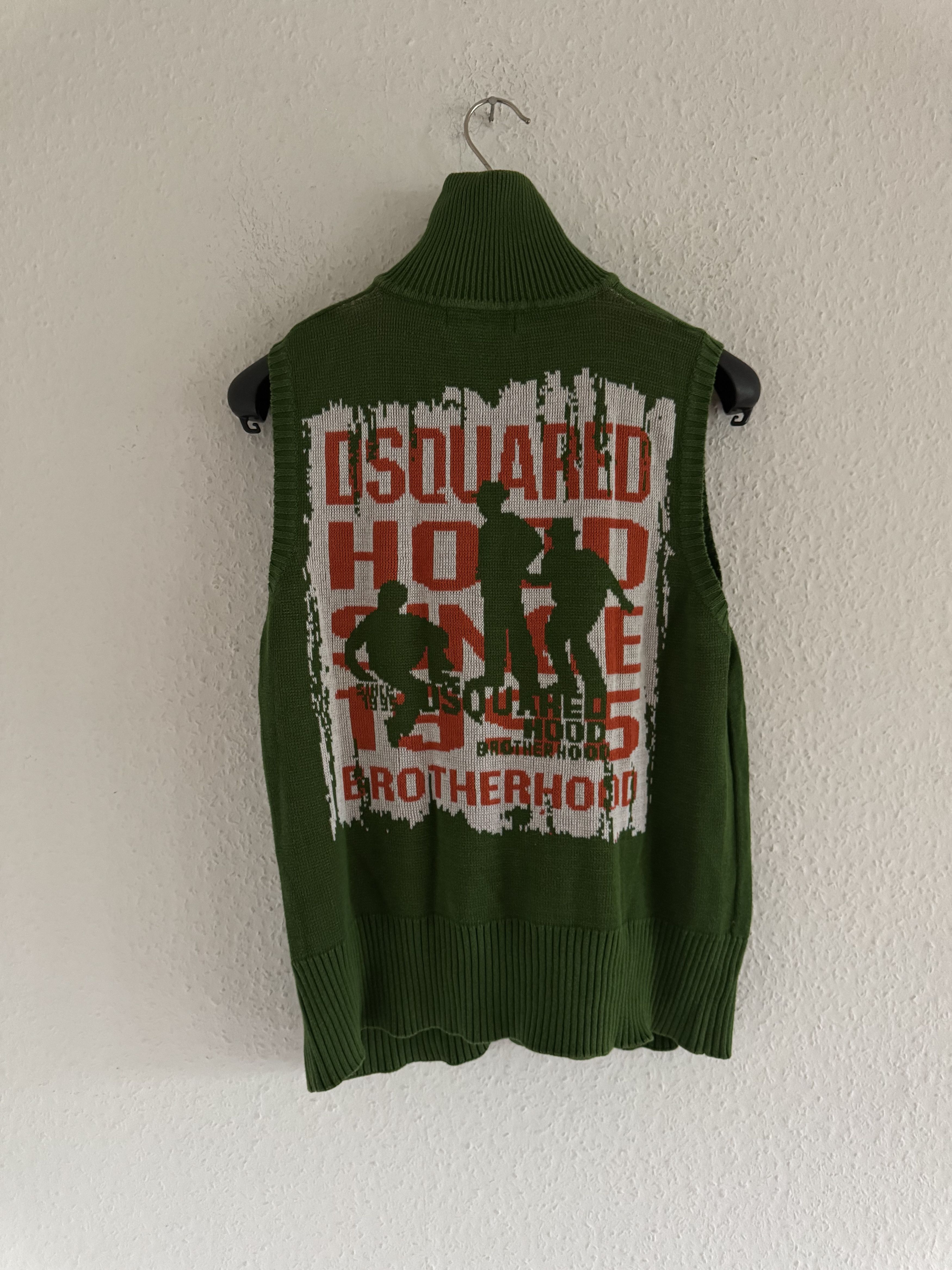 Dsquared2 Brotherhood Graphic Zip Knit Vest Size US M / EU 48-50 / 2 - 9 Thumbnail