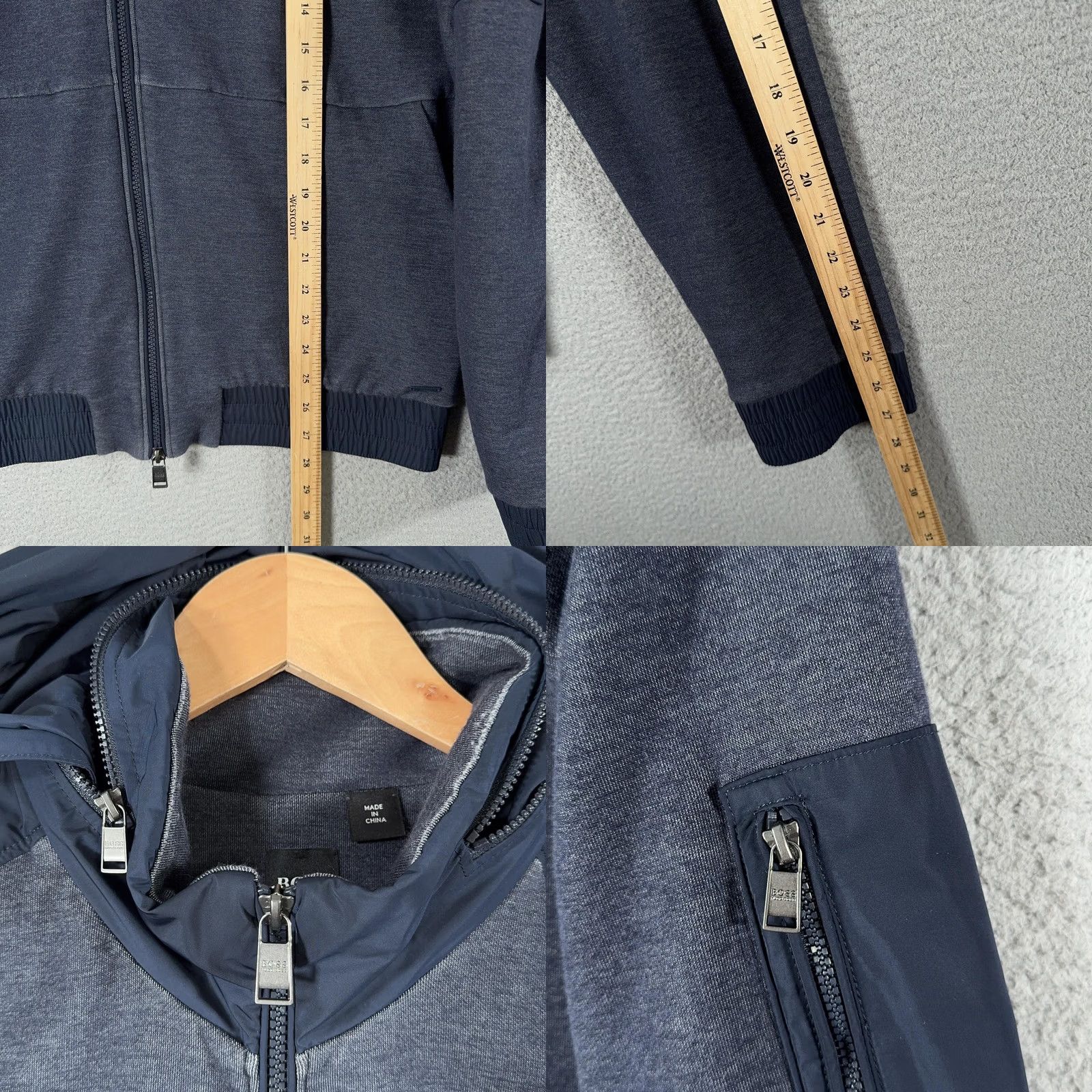 Vintage Boss Windbreaker Jacket Mens XL Blue Hooded Full Zip Removable Hood Pockets Zip Size US XL / EU 56 / 4 - 9 Thumbnail