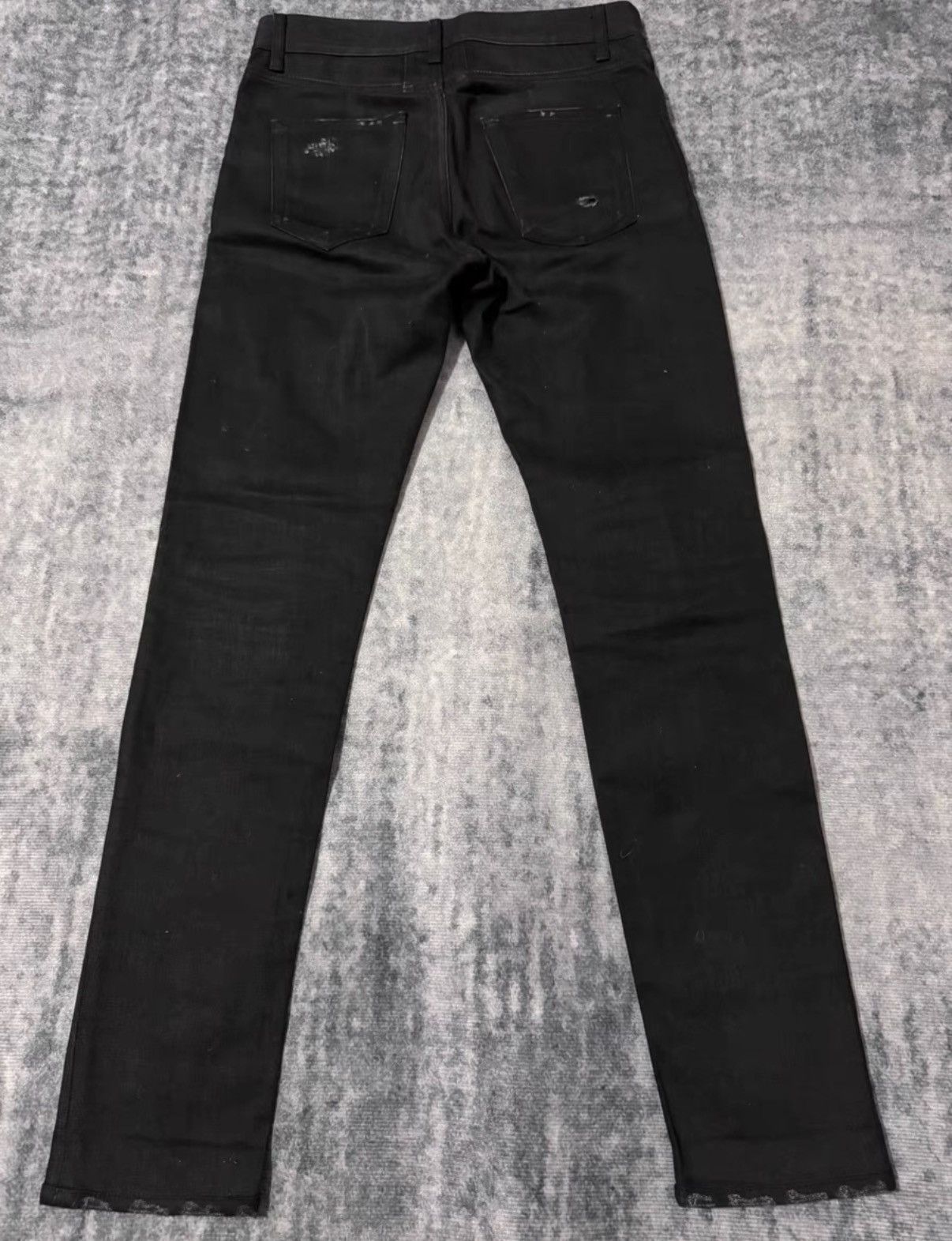 Saint Laurent Paris SLP) 15FW Coated Waxed Heavy Distressed Denim Jeans Size US 29 - 2 Thumbnail