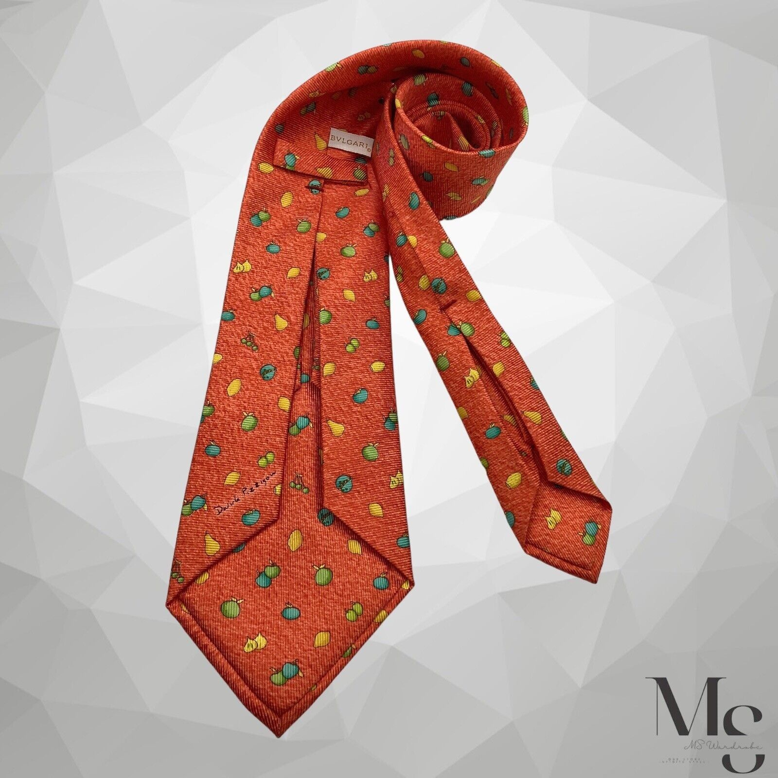 Bvlgari BVLGARI 7Fold By Davide Pizzigoni Orange Fruit Print Silk Ti Size ONE SIZE - 2 Thumbnail