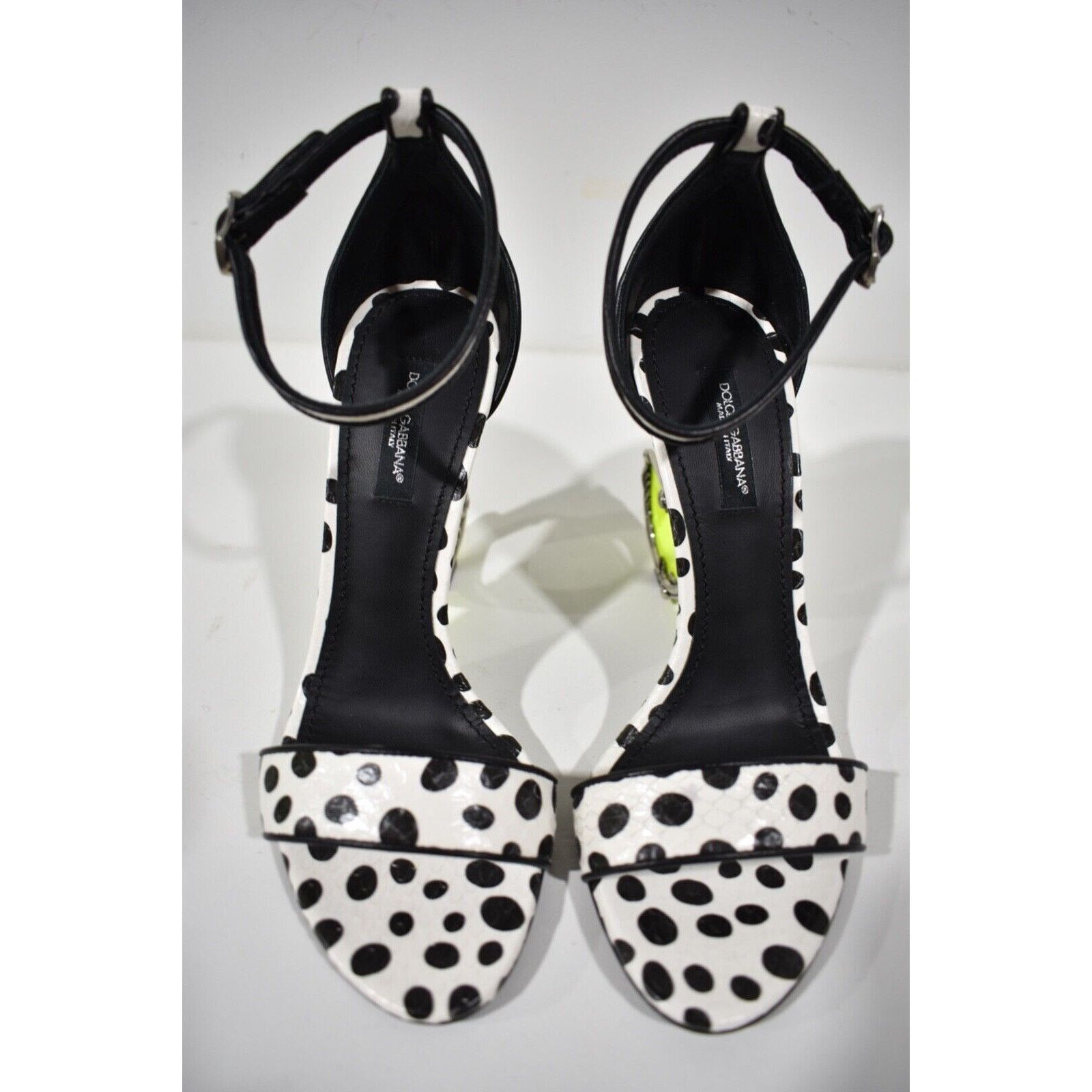 Dolce & Gabbana Keira 105 Black White Baroque DG Logo Heel Sandal Pump 37.5 Size US 7.5 / IT 37.5 - 7 Thumbnail