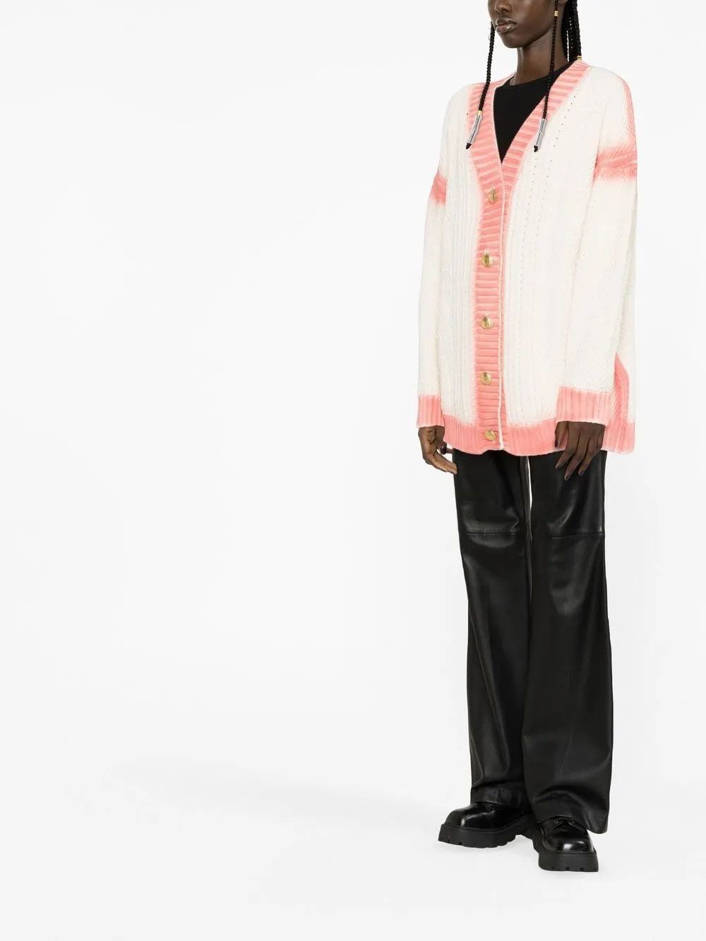 Palm Angels o1y1125 Cardigan in Ivory/Pink Size M / US 6-8 / IT 42-44 - 3 Thumbnail