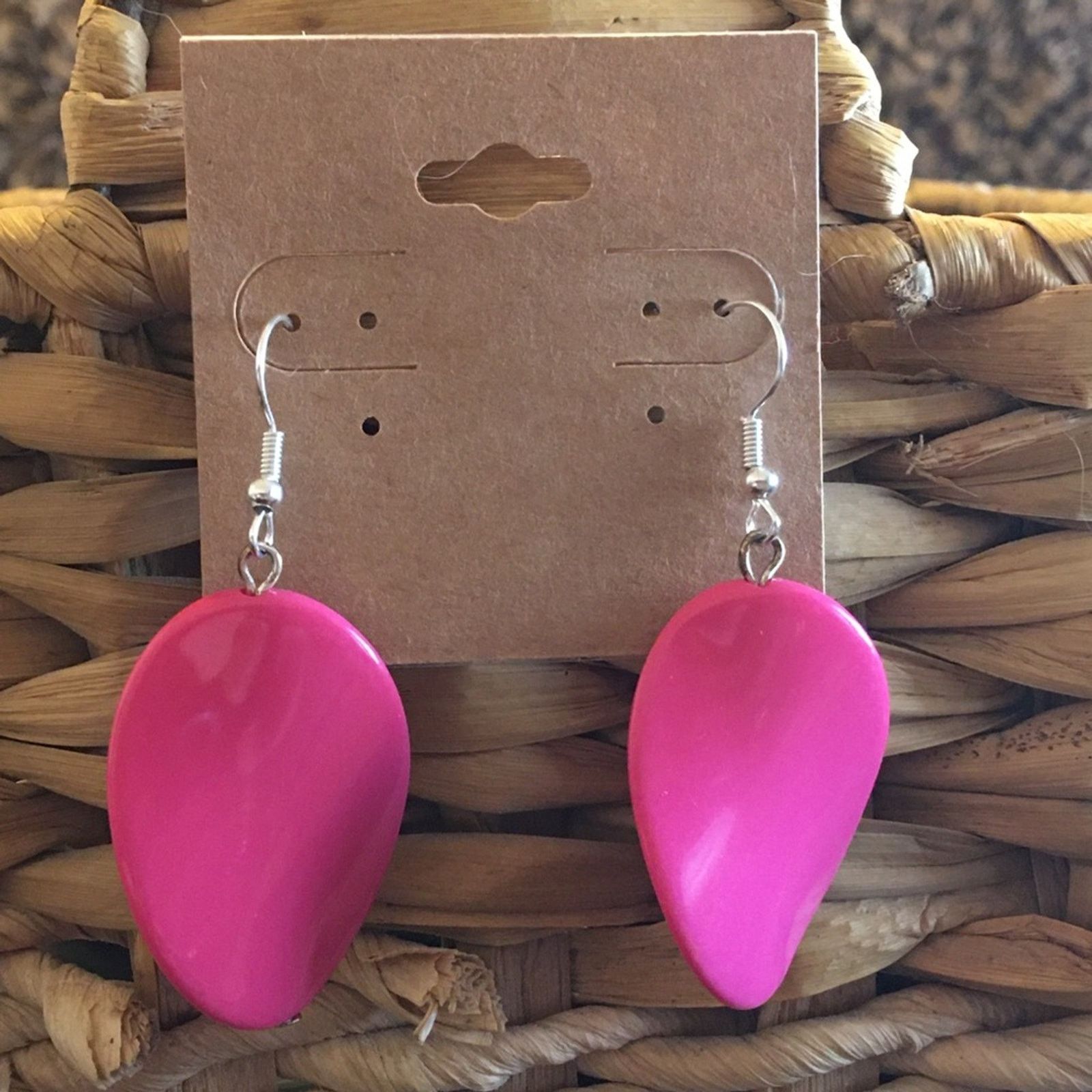 Jewelry Pink Resin Disc Fish Hook Earrings, Women's