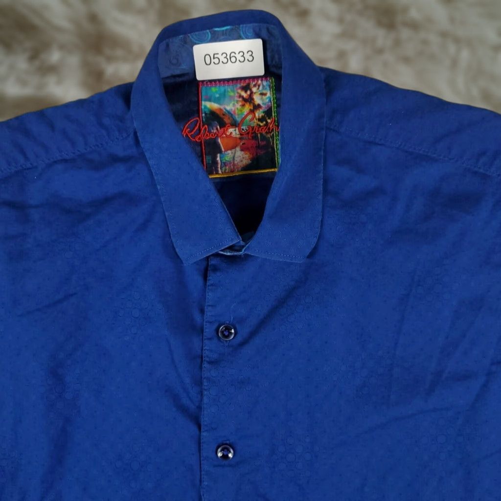 Robert Graham VINTAGE Robert Graham Shirt Men Large Blue Geometric Casual Button Up Short Sleeve Size US L / EU 52-54 / 3 - 1 Thumbnail