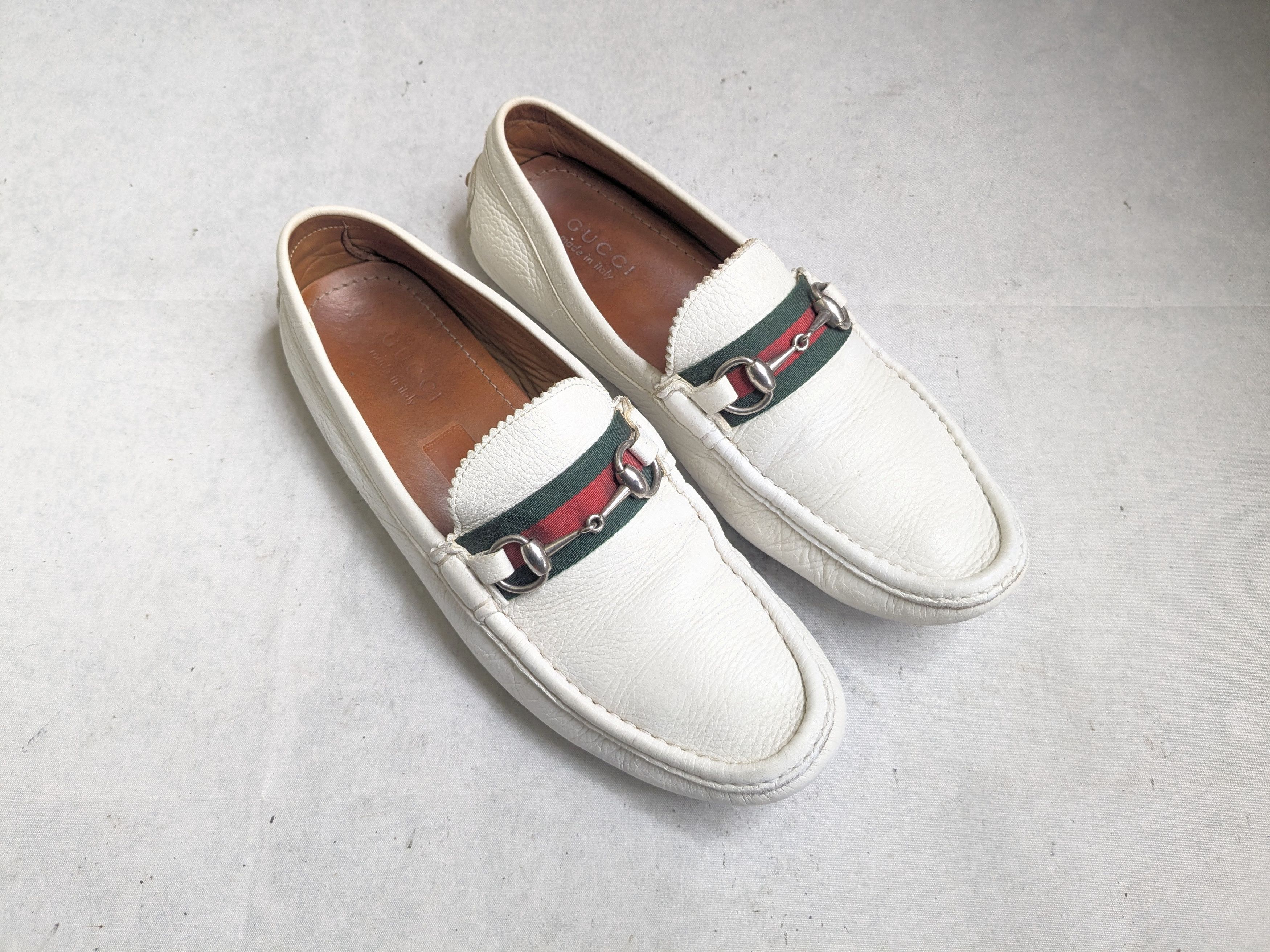 Gucci GUCCI Ayrton Webbing-Trimmed Horsebit Leather Driving  display picture 1