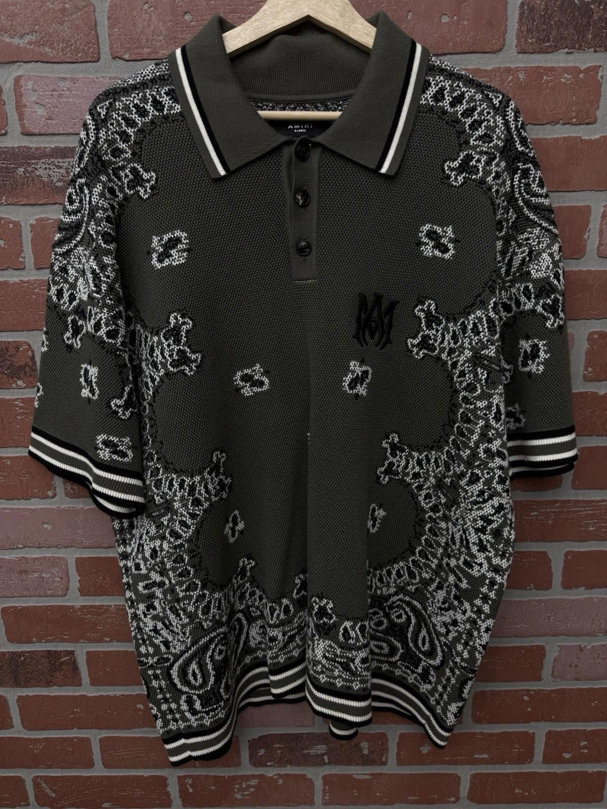 Amiri Amiri Bandana Short Sleeve Polo Shirt Green Dress Style XL Size US XL / EU 56 / 4 - 4 Thumbnail