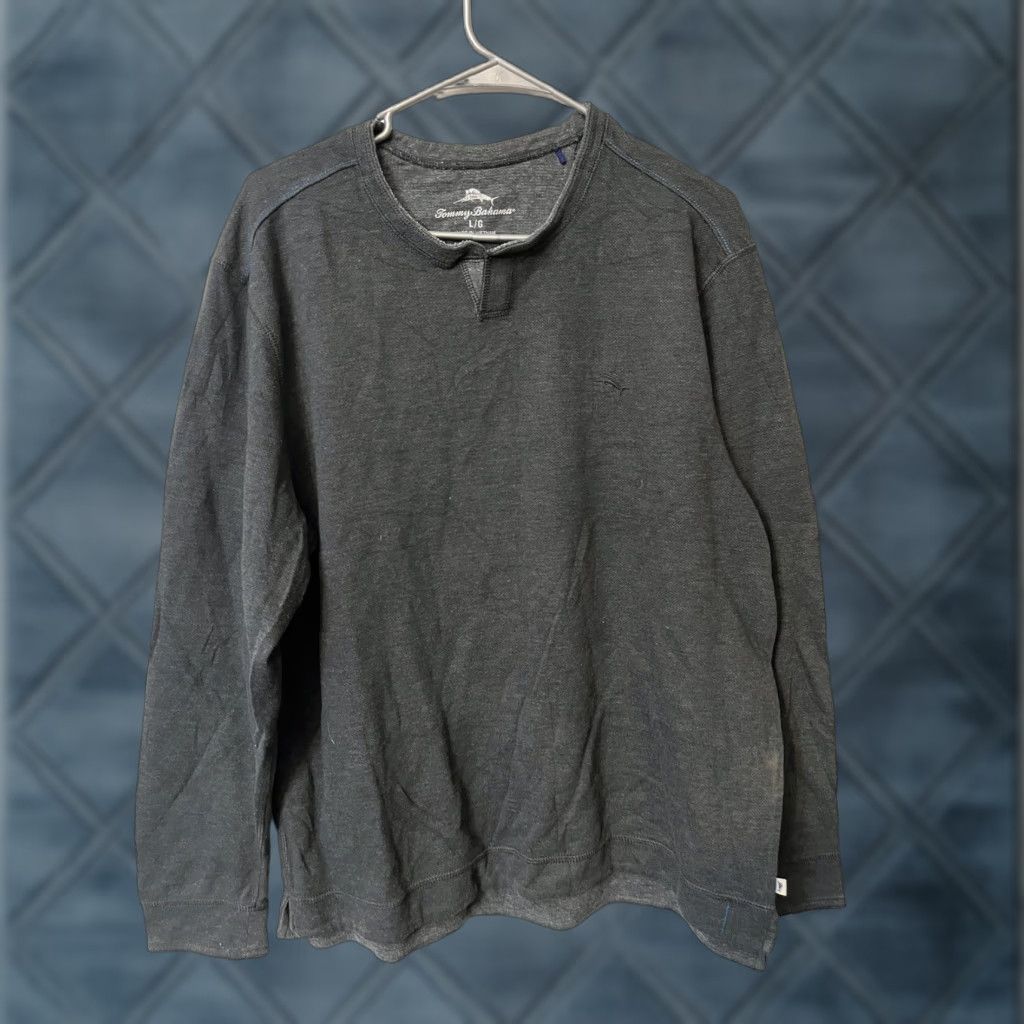 Tommy Bahama VINTAGE Tommy Bahama Sweater Mens L Gray Henley Pullover 100% Cotton Long Sleeve Crew Neck Knit Pullover Mens Clothing Soccer-Keyword Size US L / EU 52-54 / 3 - 1 Thumbnail