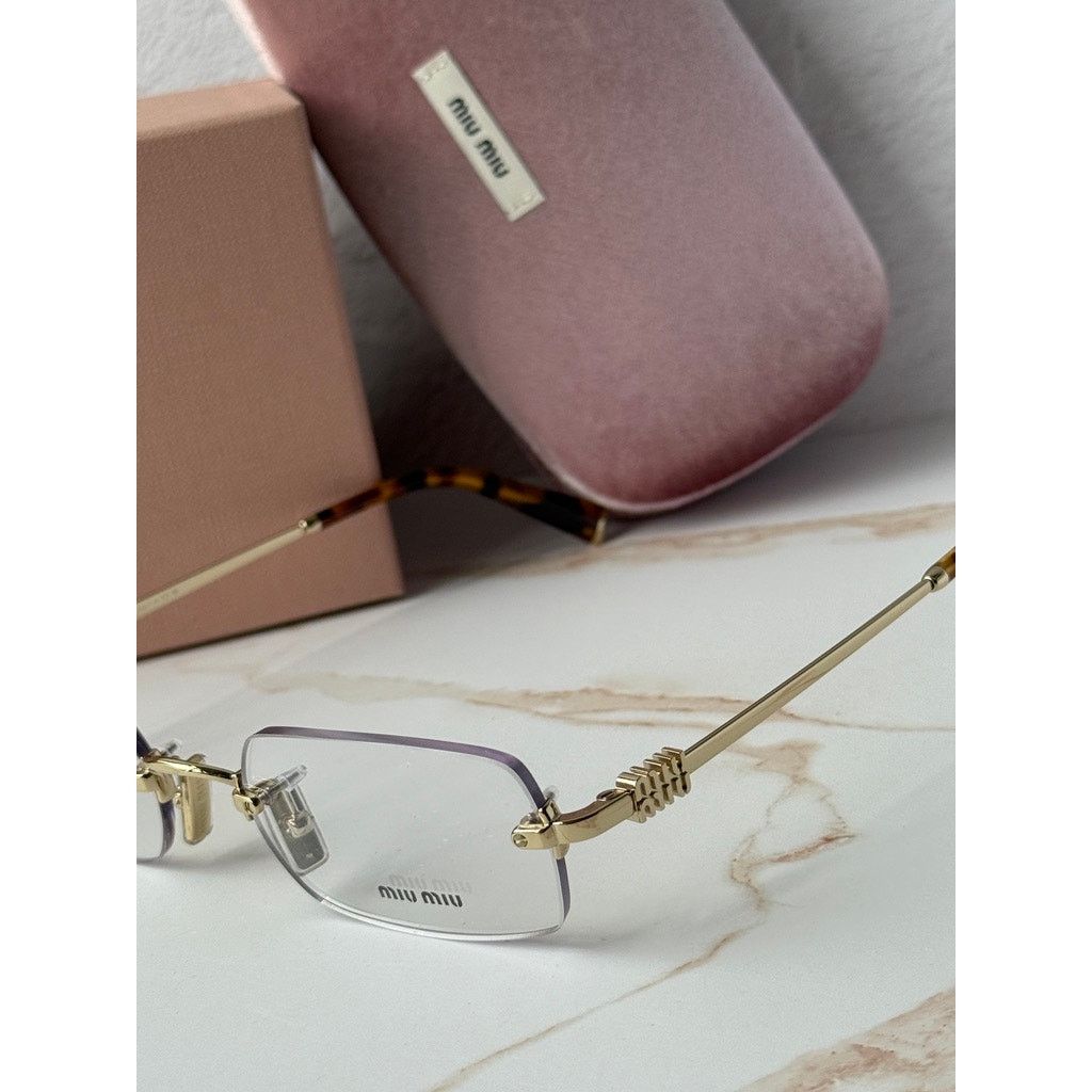 Miu Miu NEW Miu Miu M50YV Gold Rimless Metal Eyeglasses Frames Size ONE SIZE - 4 Thumbnail