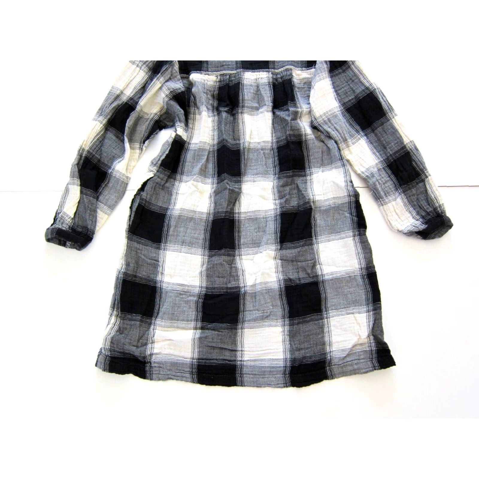 Old Navy Old Navy Cotton Gauze Black White Plaid Pocket Tunic Dress S Size M / US 6-8 / IT 42-44 - 6 Thumbnail