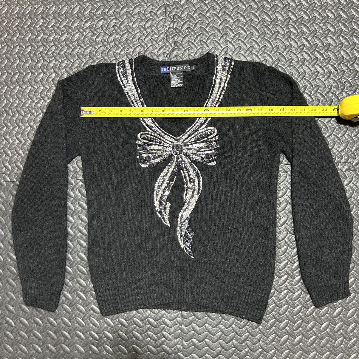 Other Vintage IB Diffusion Sweater Beaded Sequin Silk Bow 90s XS Size XS / US 0-2 / IT 36-38 - 6 Thumbnail