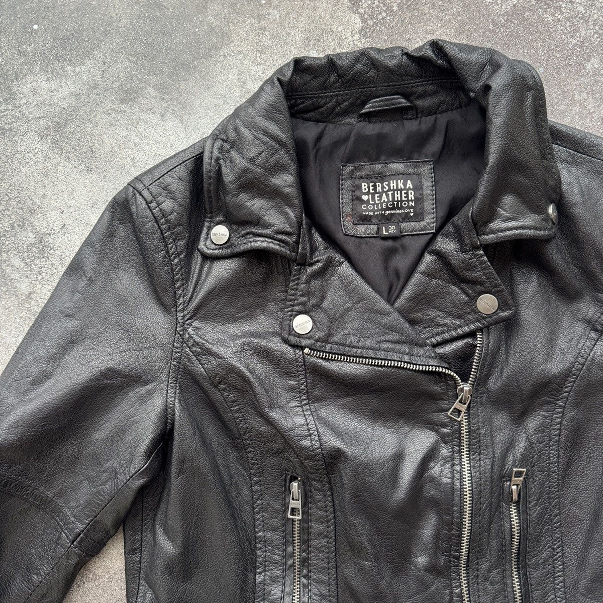 20471120 Bershka Vintage Y2K Leather Biker 3/4 Sleeve Cropped Jacket Size S / US 4 / IT 40 - 5 Thumbnail