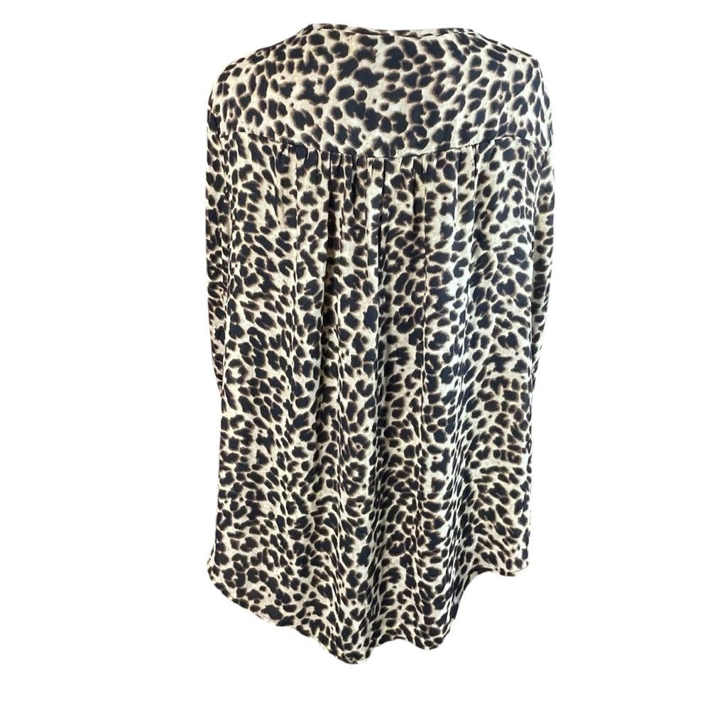 Torrid Torrid Animal Leopard Print Long Sleeve Keyhole Neck Blouse Size XXL / US 16-18 / IT 52-54 - 7 Thumbnail