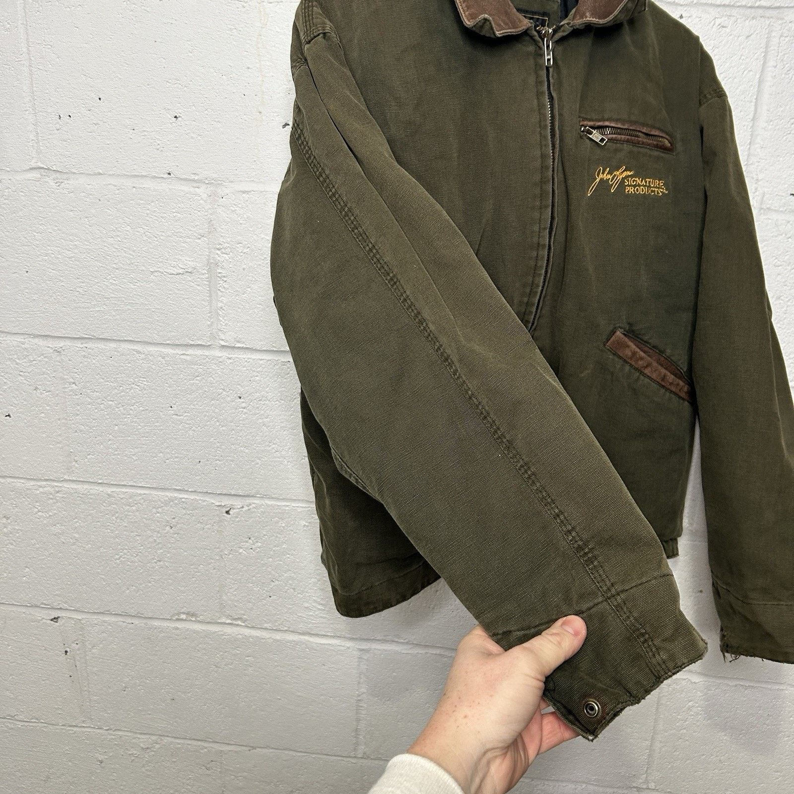 The Unbranded Brand Vintage Quilted Detroit Style Jacket “Moss Green” Size US XL / EU 56 / 4 - 7 Thumbnail