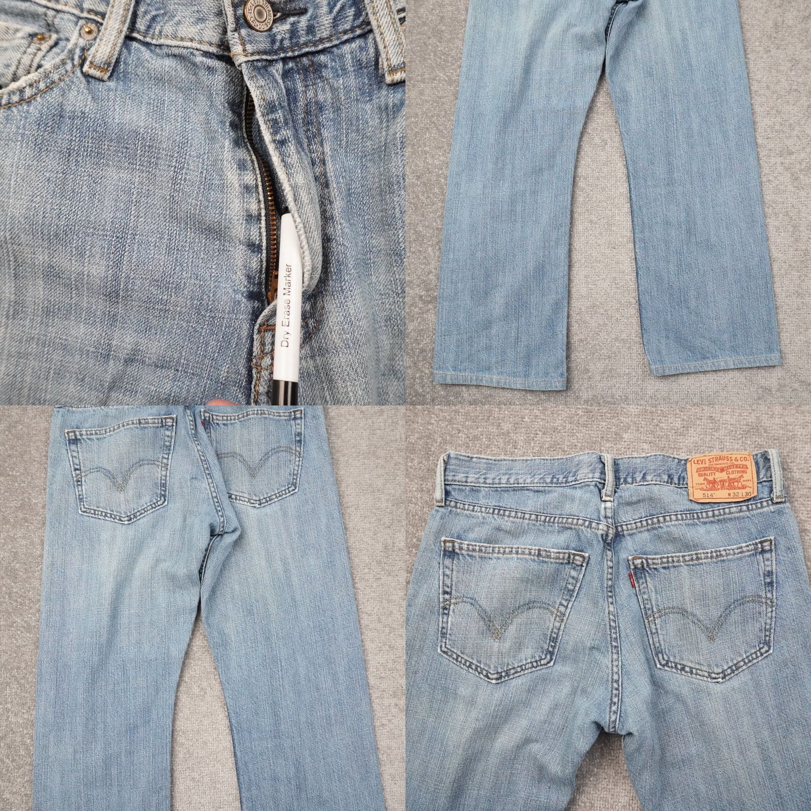 Levi's Levi's 514 Slim Straight Mens 32x28 Light Wash Blue Denim Jeans Size US 32 / EU 48 - 8 Thumbnail