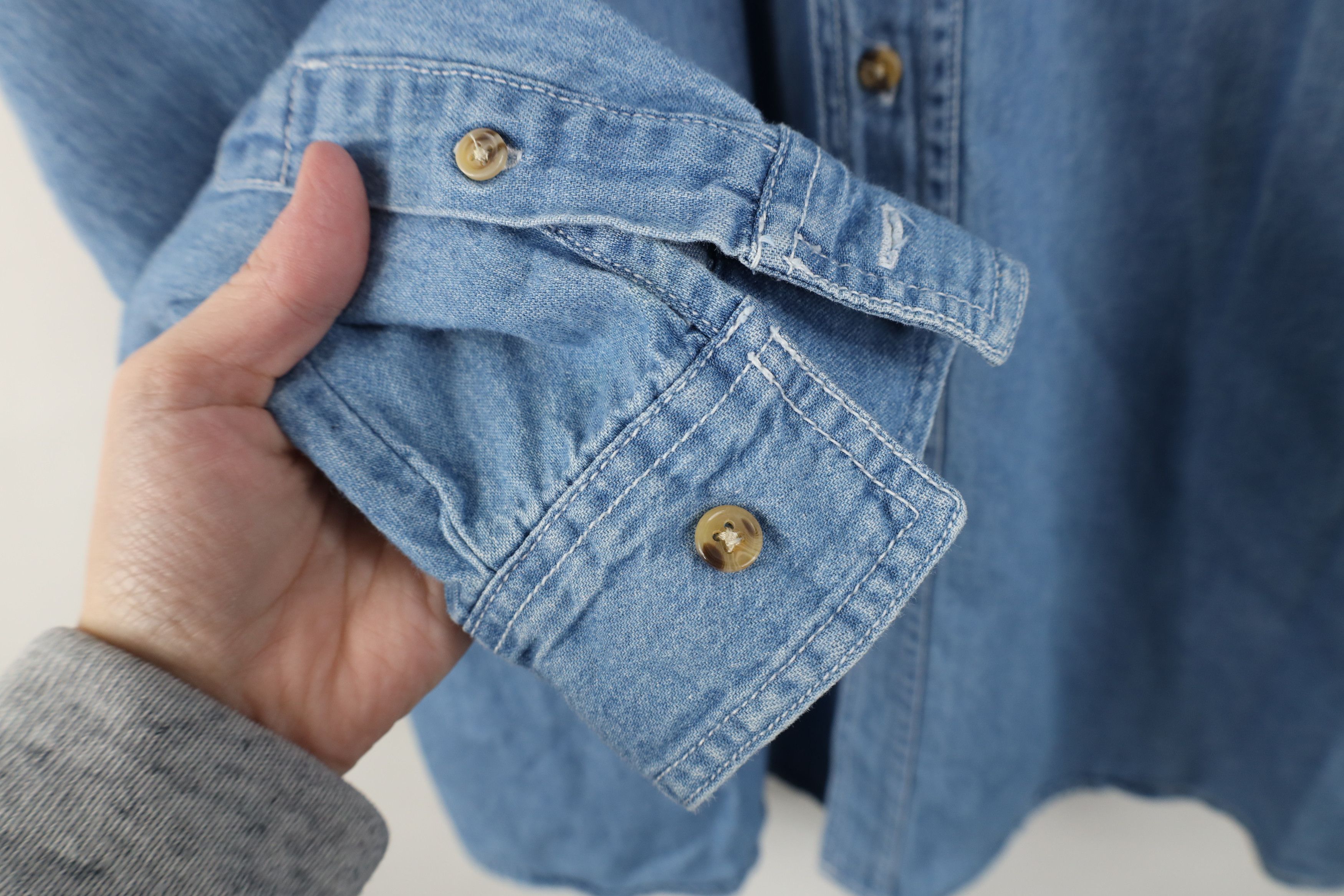 Vintage Vintage 90s Streetwear Band Collared Denim Jean Button Shirt Size US L / EU 52-54 / 3 - 8 Thumbnail
