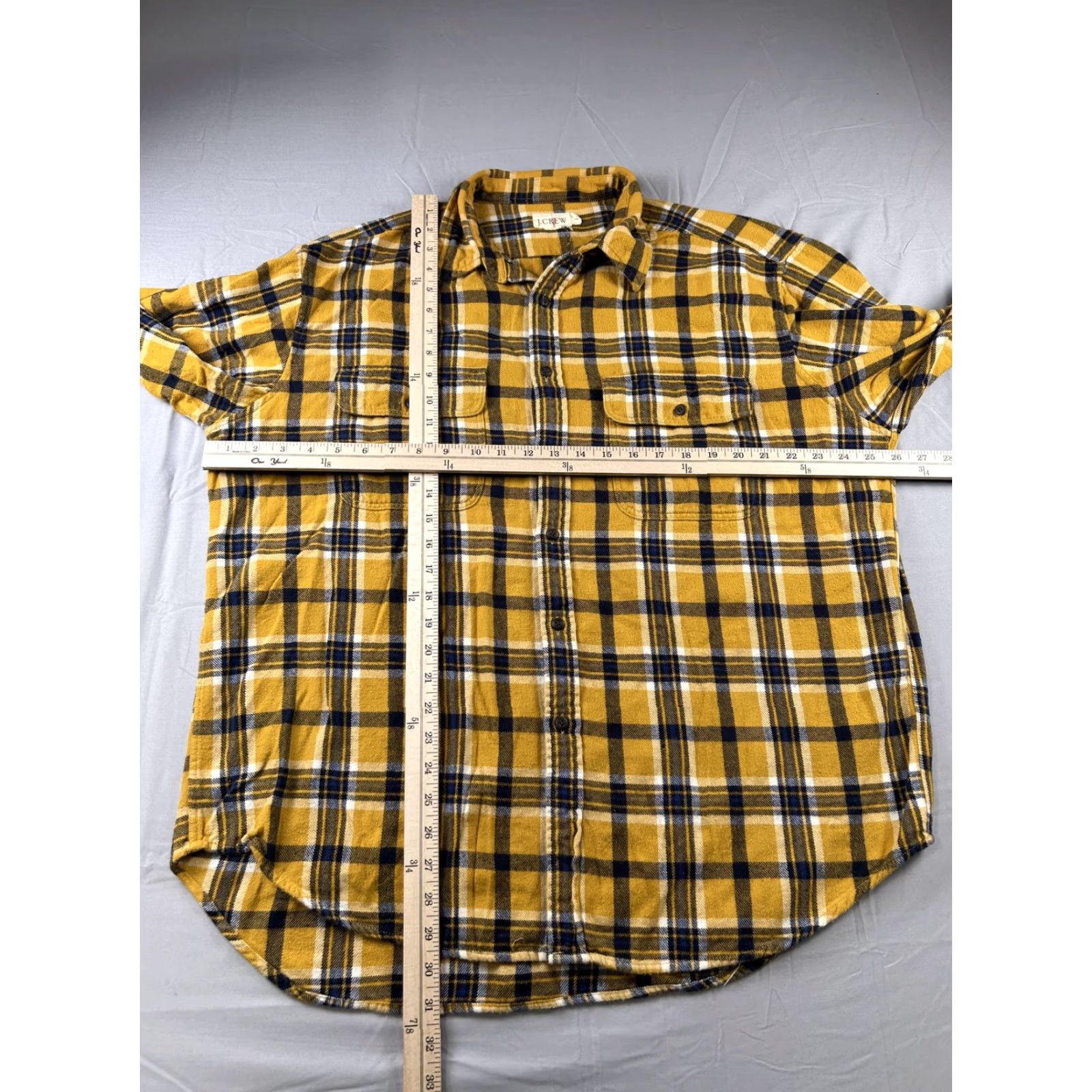 J.Crew VINTAGE J.CREW Flannel Shirt Mens L Yellow Plaid Long Sleeve Pocket Button-Up Size US L / EU 52-54 / 3 - 4 Thumbnail