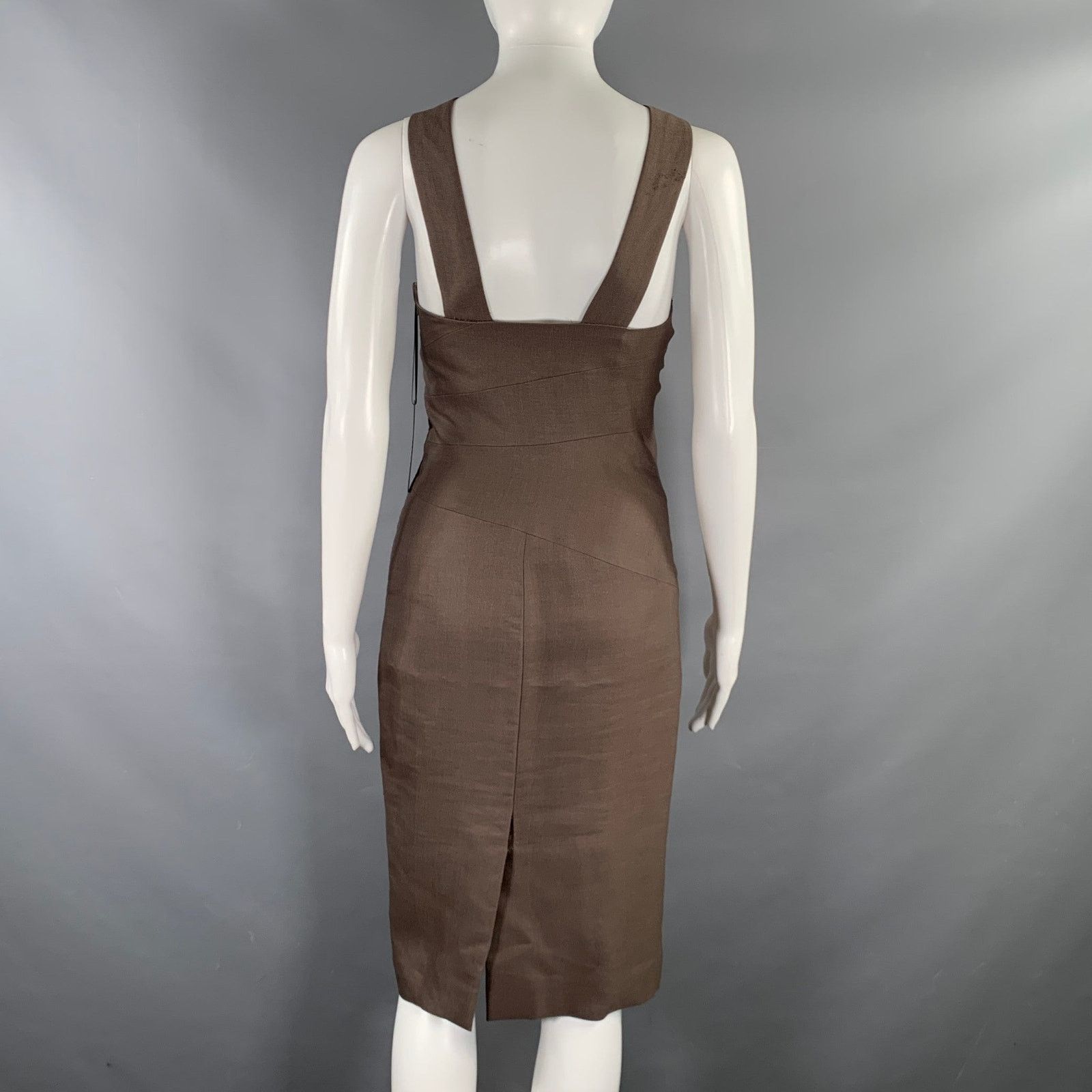 Versace VERSACE Size 2 Brown Silk Wool Strappy Dress Size XS / US 0-2 / IT 36-38 - 3 Thumbnail