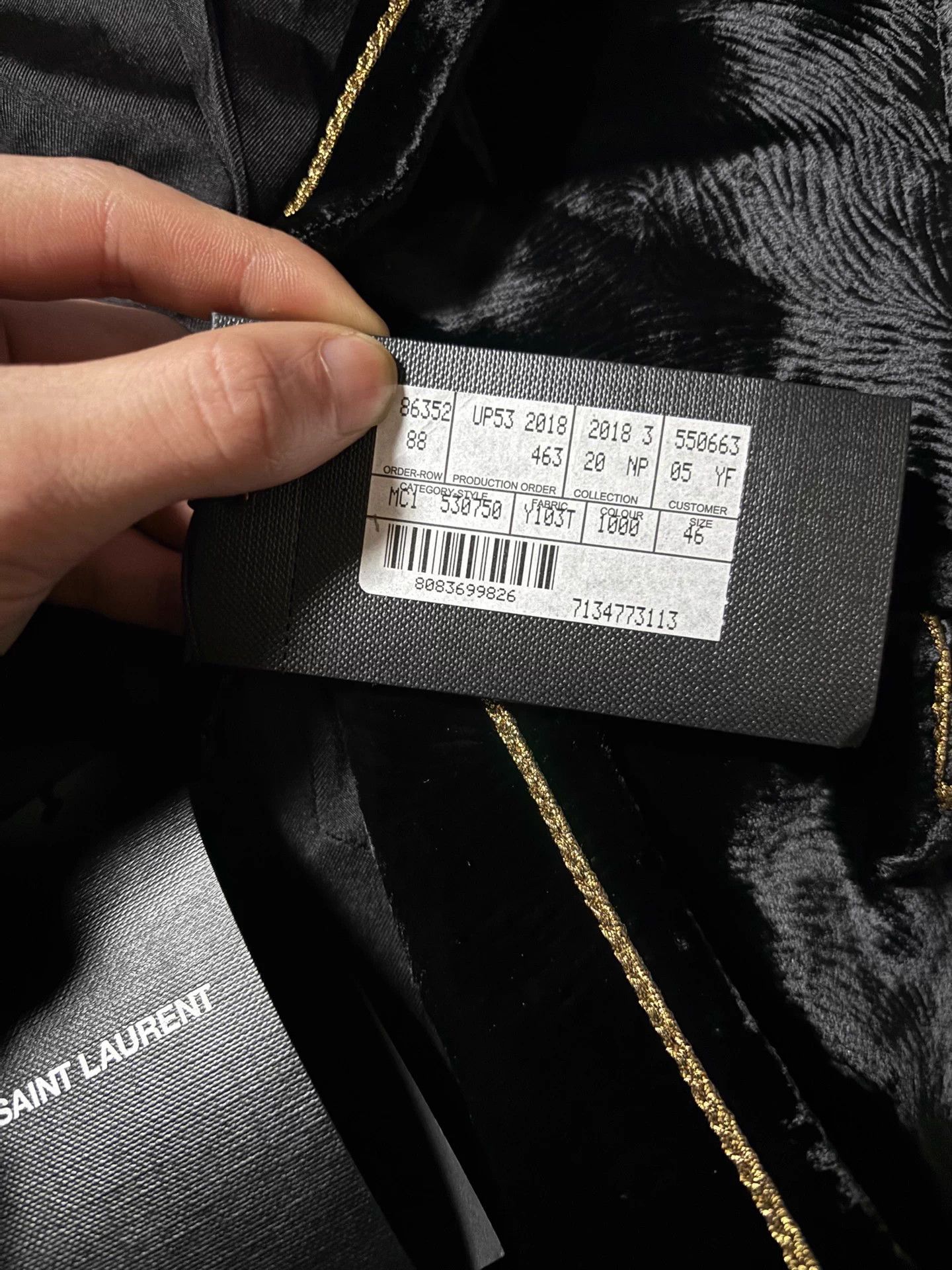 Saint Laurent Paris Saint Laurent 18FW Gold Thread Court Velvet Blazer 46 Size 46R - 8 Thumbnail