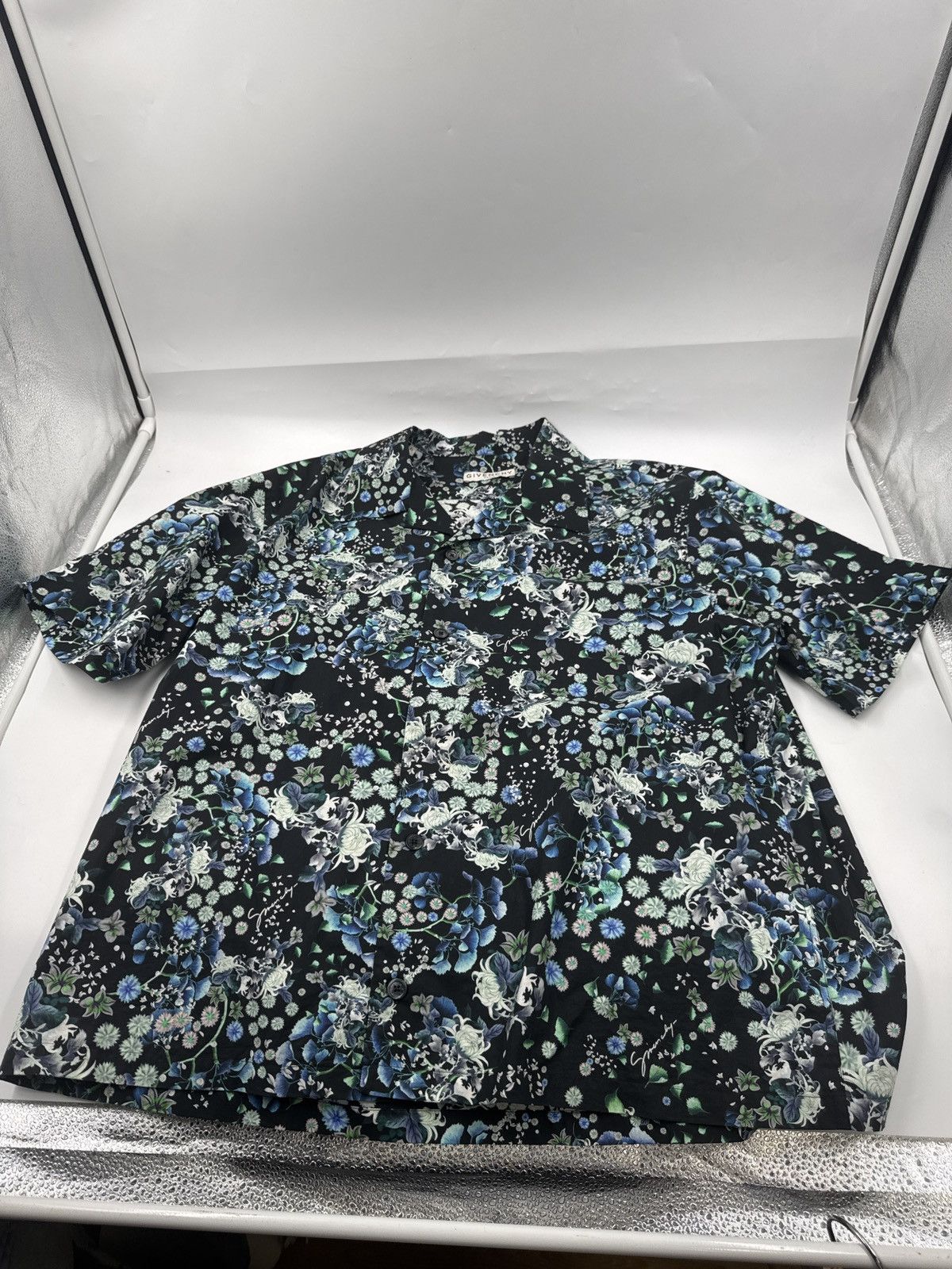 Givenchy Paris Floral Button Up Short Sleeve Shirt