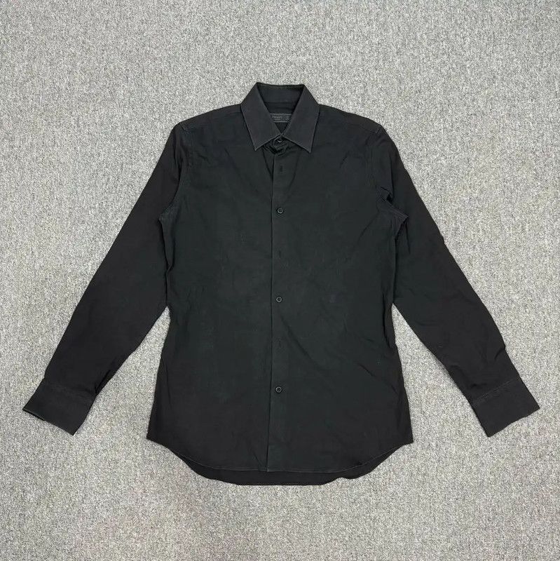 Prada Prada Black Cotton Long Sleeve Men's Shirt Size US M / EU 48-50 / 2 - 1 Thumbnail