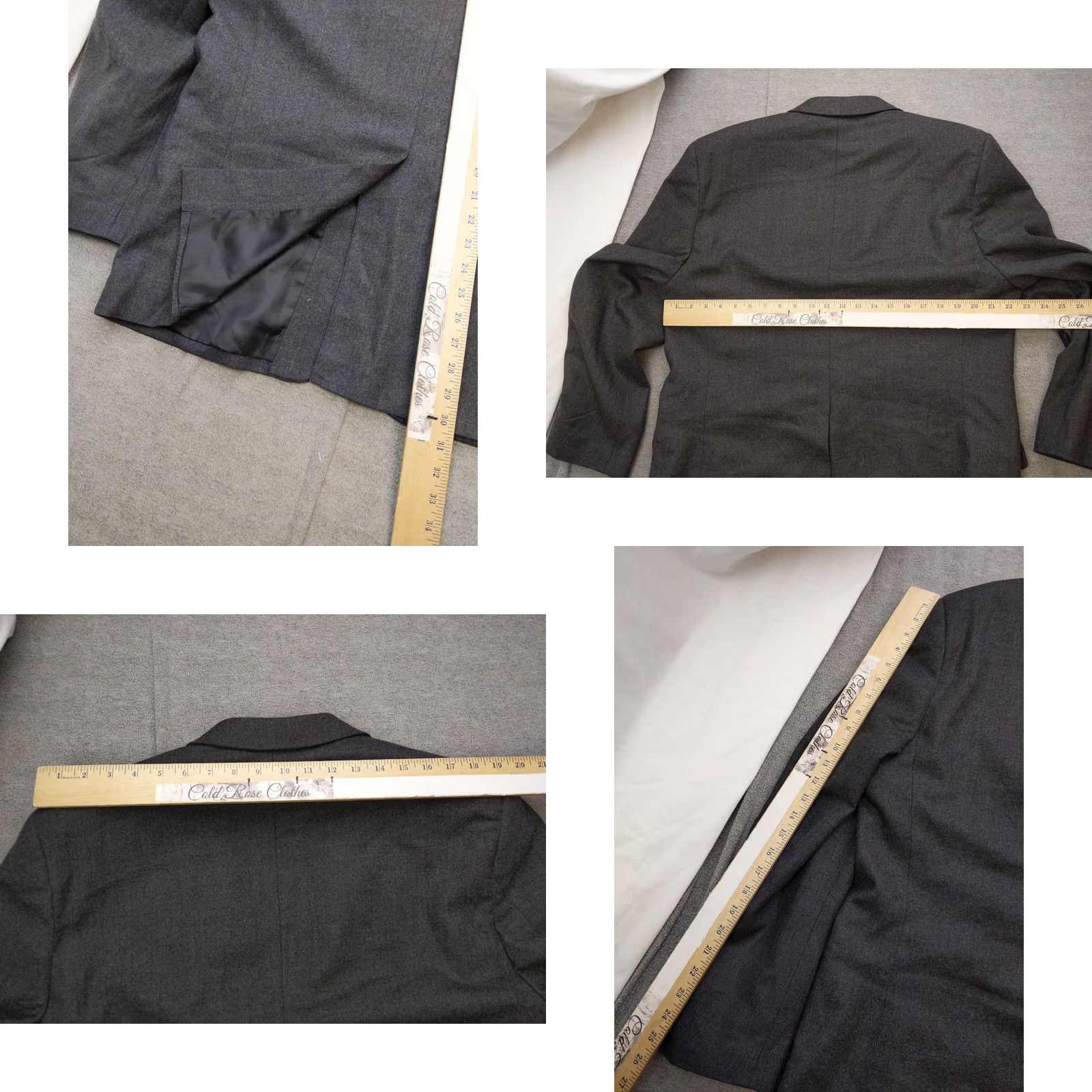 Vintage Jeffrey Banks Blazer Mens 44R Gray 100% Wool Two-Button Notch Lapel Single-Breasted Jacket Regular Size XX Size 44R - 9 Thumbnail