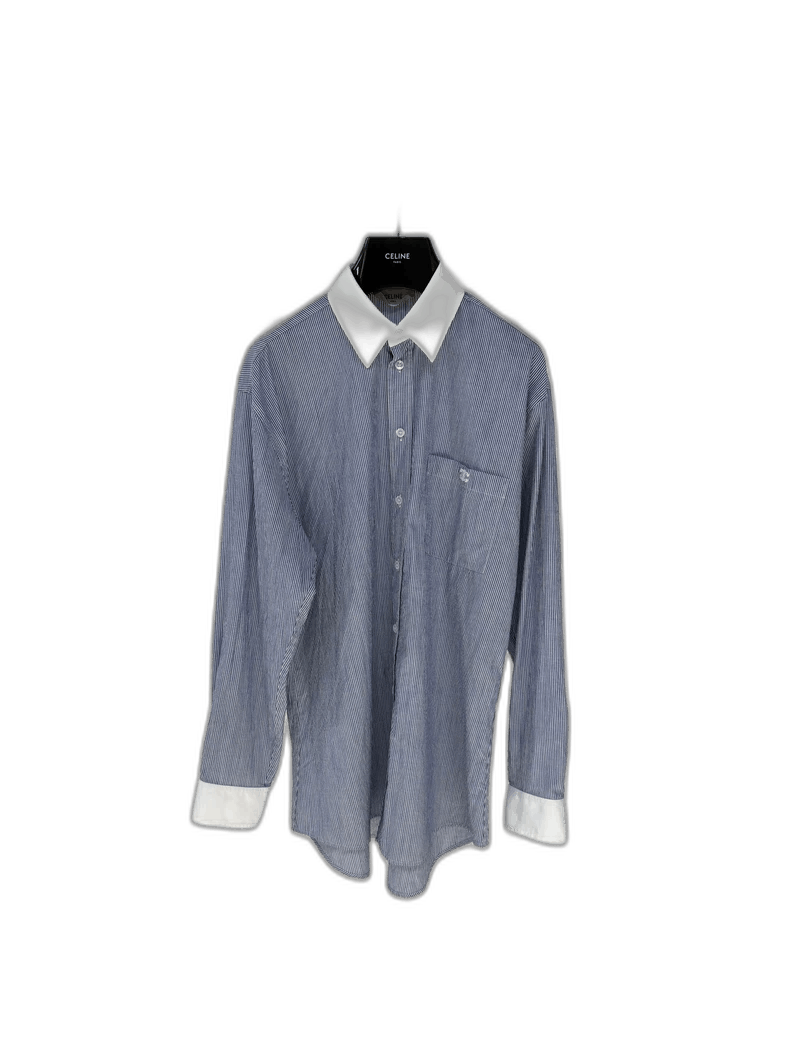 Celine Celine Striped Logo Relaxed Shirt Size XL / US 12-14 / IT 48-50 - 1 Thumbnail