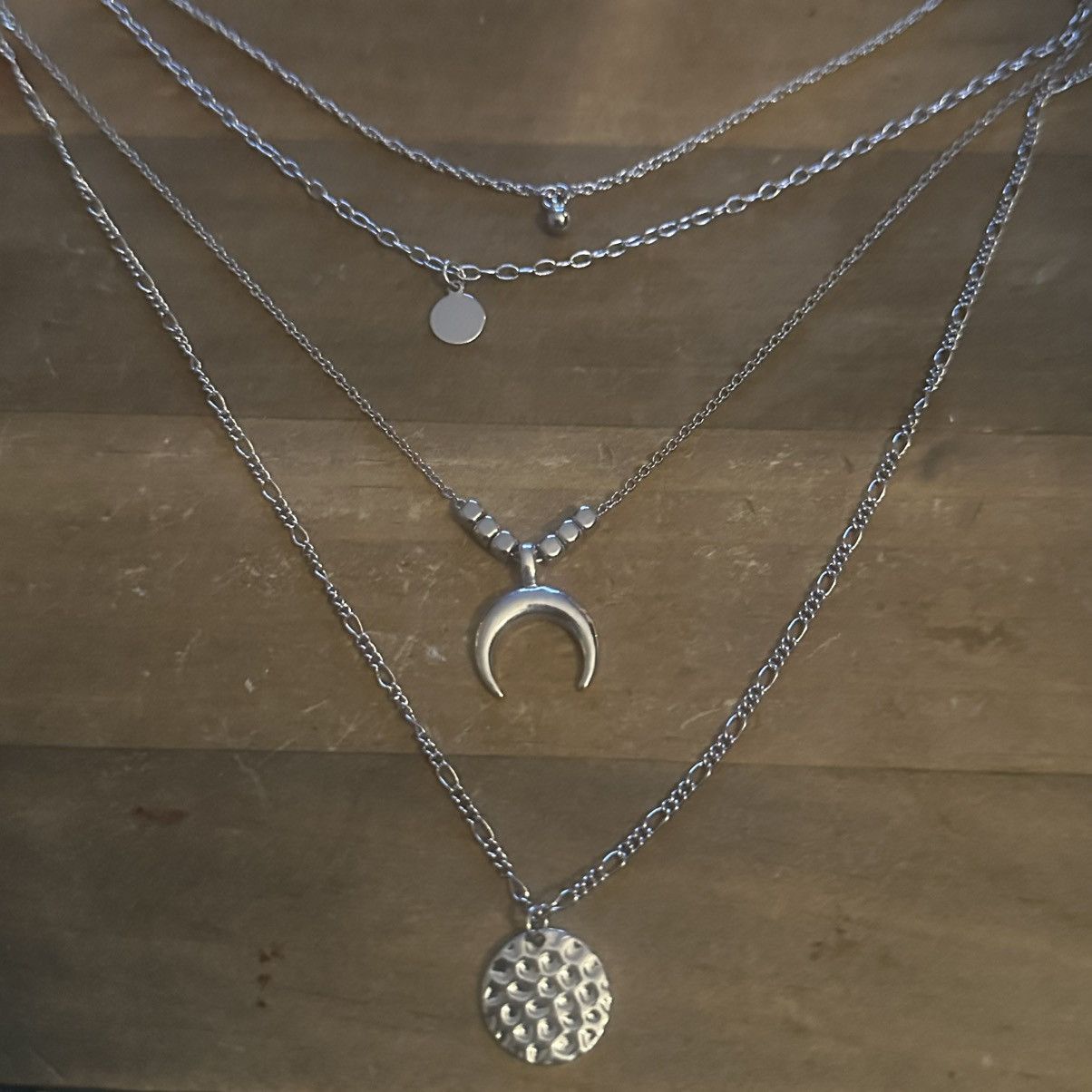 Other Silver tone multi strand layered pendant necklace Size ONE SIZE - 2 Thumbnail