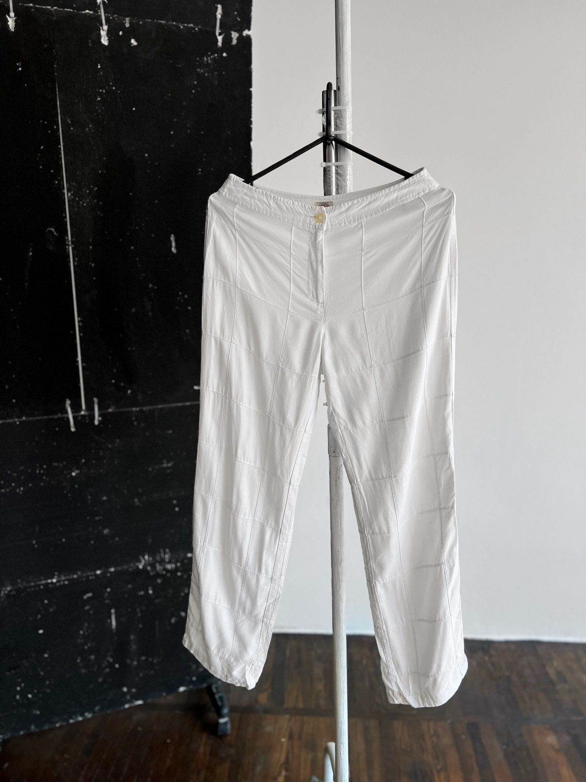 Armani × Vintage Armani Jeans Womens Vintage 90s White Viscose Linen Pants Size 27" / US 4 / IT 40 - 1 Thumbnail