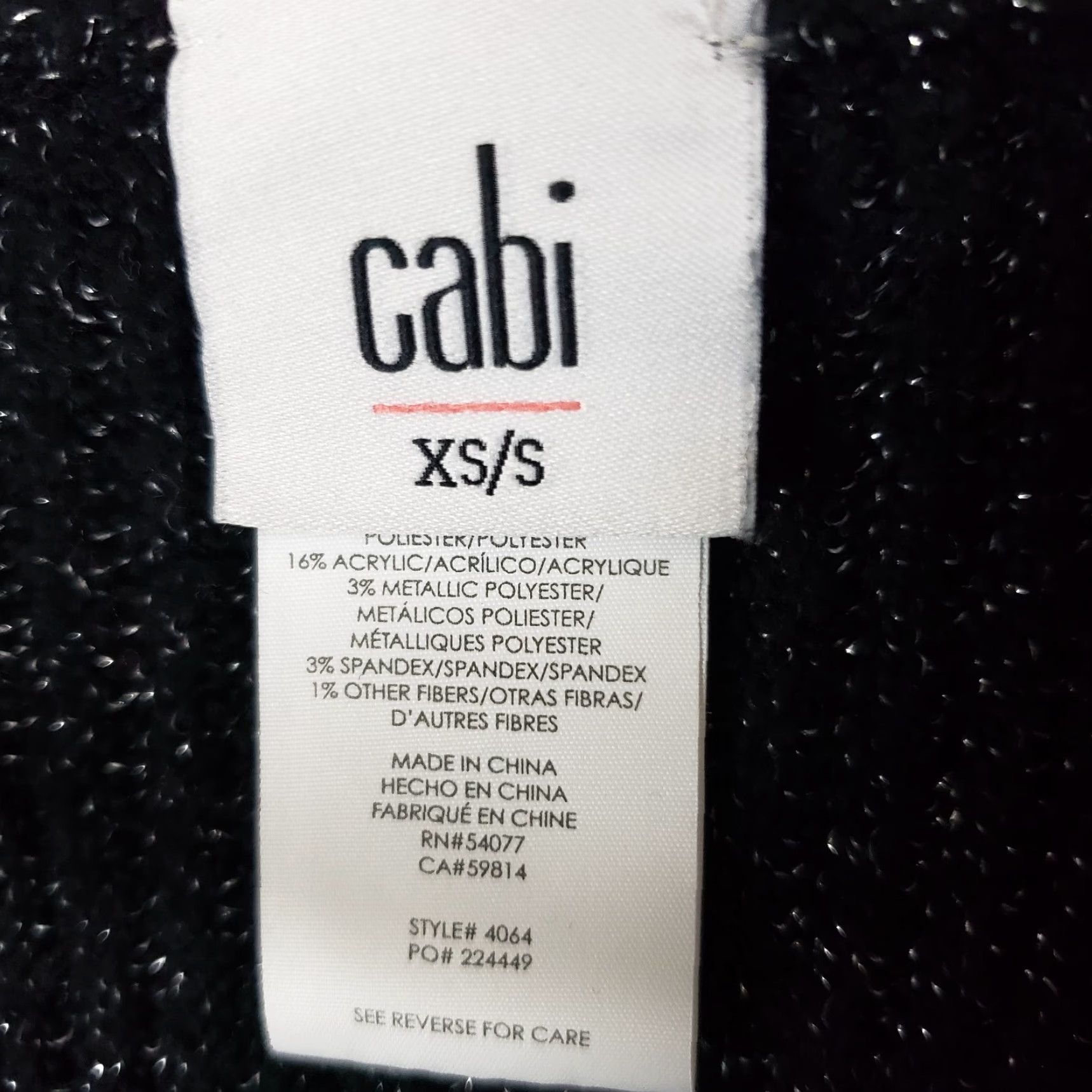 Vintage Cabi 4064 Womens Luxury Poncho Sweater Sz XS/S Black Silver Pockets Cardigan Holiday Womens XS Pockets Size XS / US 0-2 / IT 36-38 - 5 Thumbnail