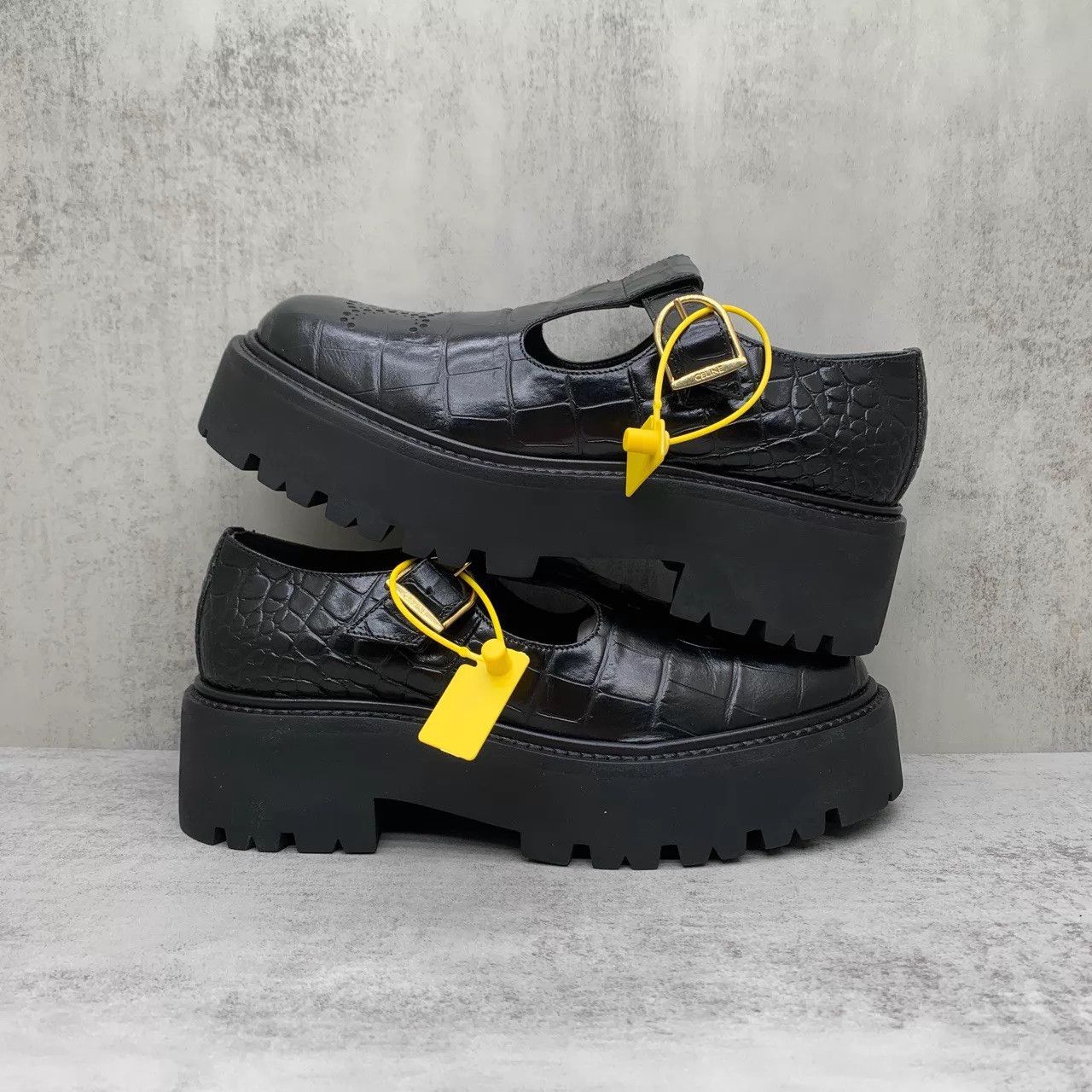 Celine Celine Black thick-soled croc-embossed Mary Jane loafer 37 Size US 6.5 / IT 36.5 - 2 Thumbnail