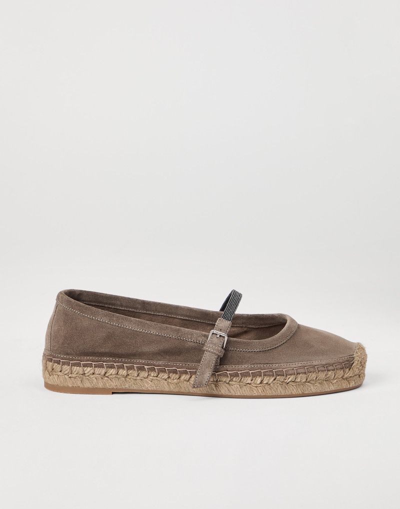 Brunello Cucinelli o1la1rc1a0326 Suede Espadrilles Flats in Brown Size US 11 / IT 41 - 1 Thumbnail