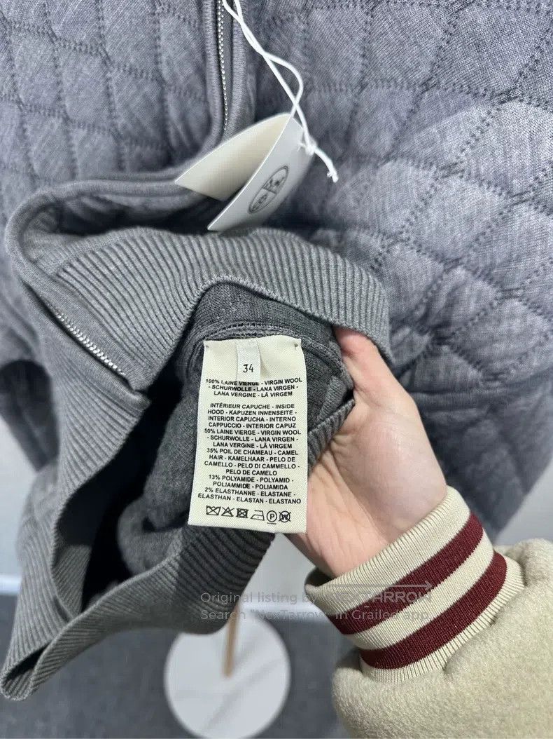 Hermes Hermes Gray Diamond Quilted Cotton Outerwear Size XXS / US 00 / IT 34 - 4 Thumbnail