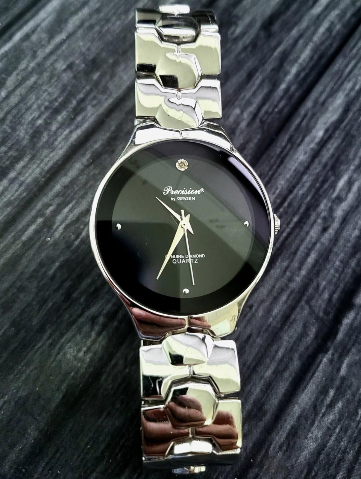 Rare Cond Vintage Precision Gruen Genuine Diamond Mens Watch