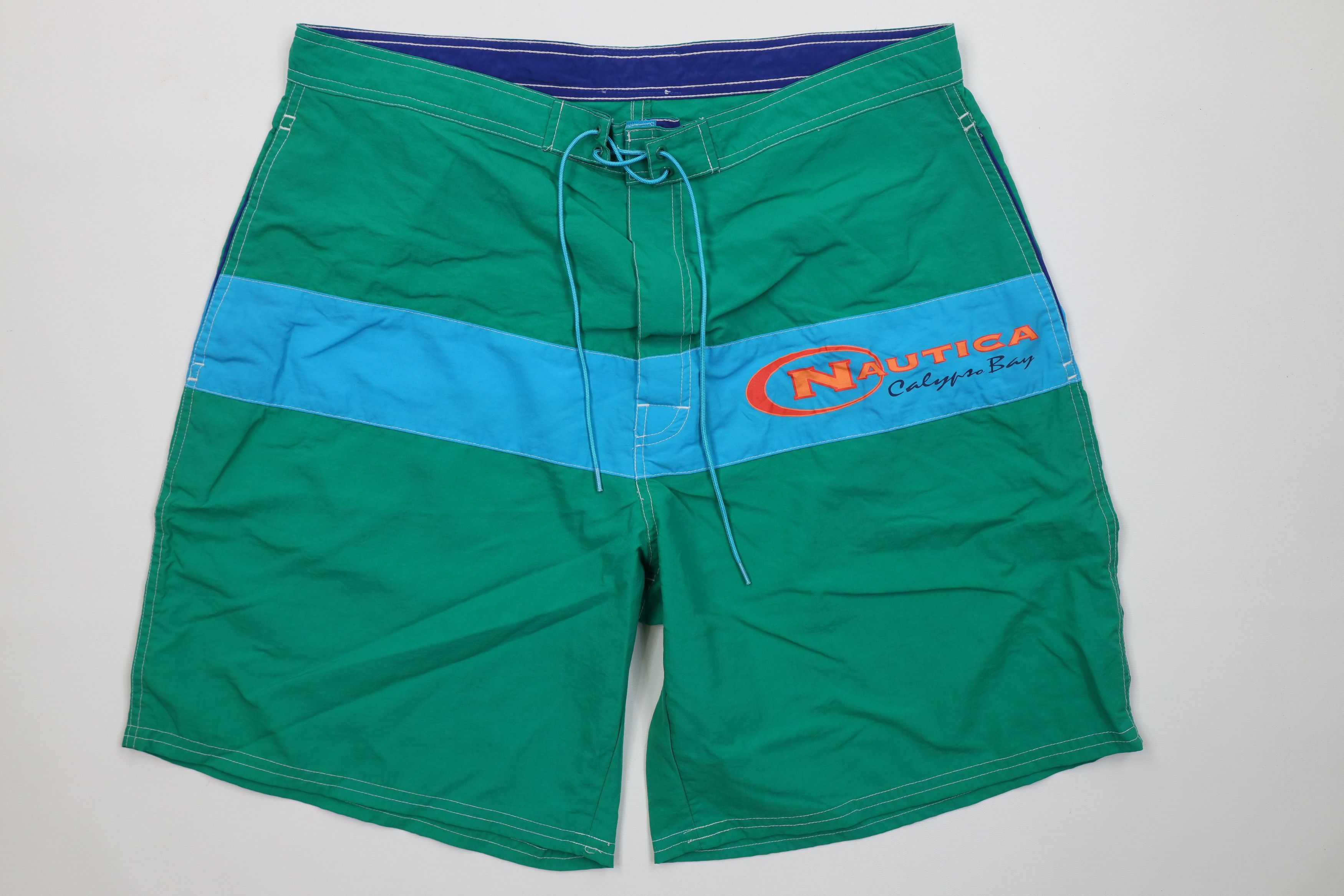 Nautica Vintage 90s Nautica Calypso Block Board Shorts Swimming Size US 36 / EU 52 - 1 Thumbnail