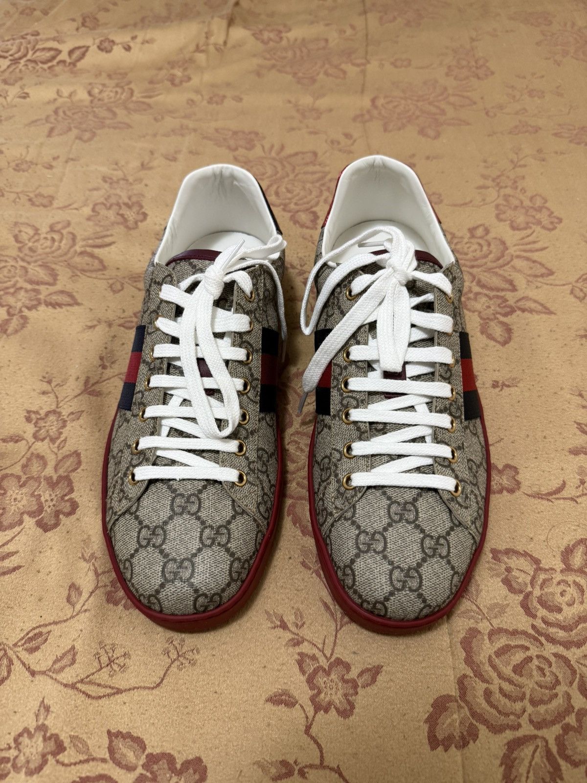 Gucci Gucci Ace GG Supreme Red bottom snake skin sneakers size 9 Size US 9 / EU 42 - 1 Thumbnail