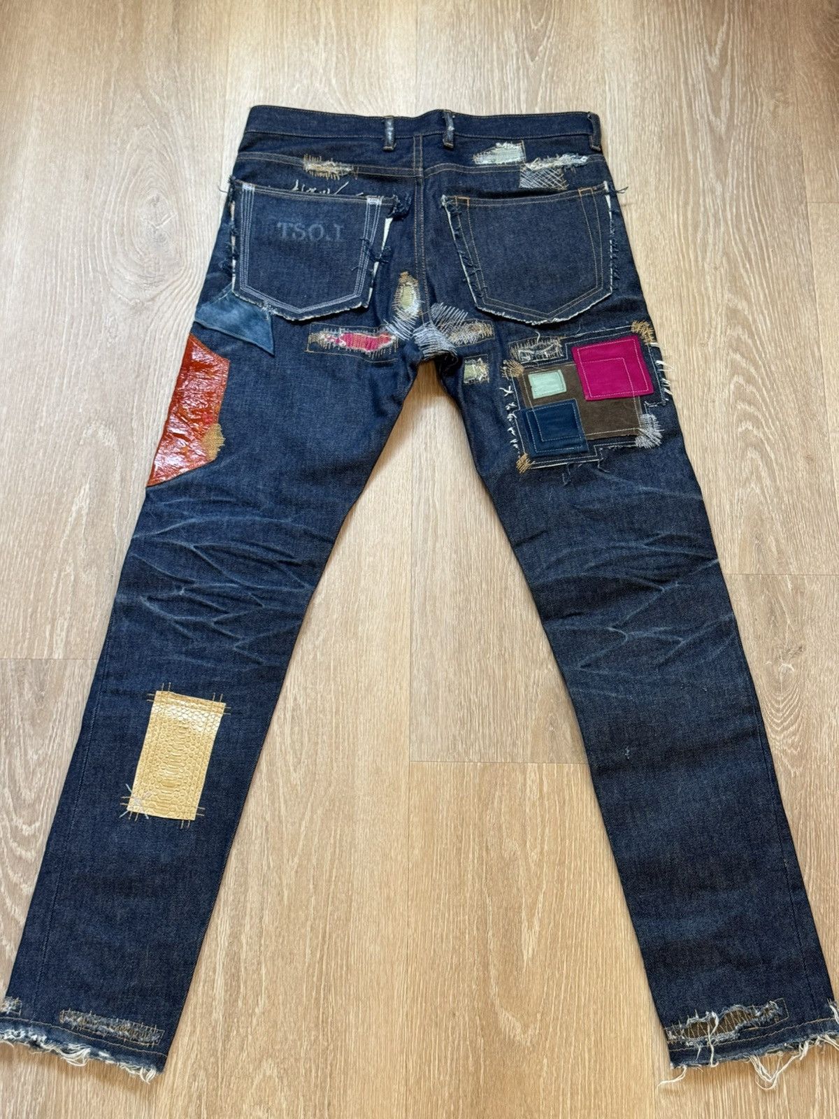 Japanese Brand × Vintage Amercian T.S.O.L patch work croc/snake leather patchwork Size US 29 - 10 Thumbnail