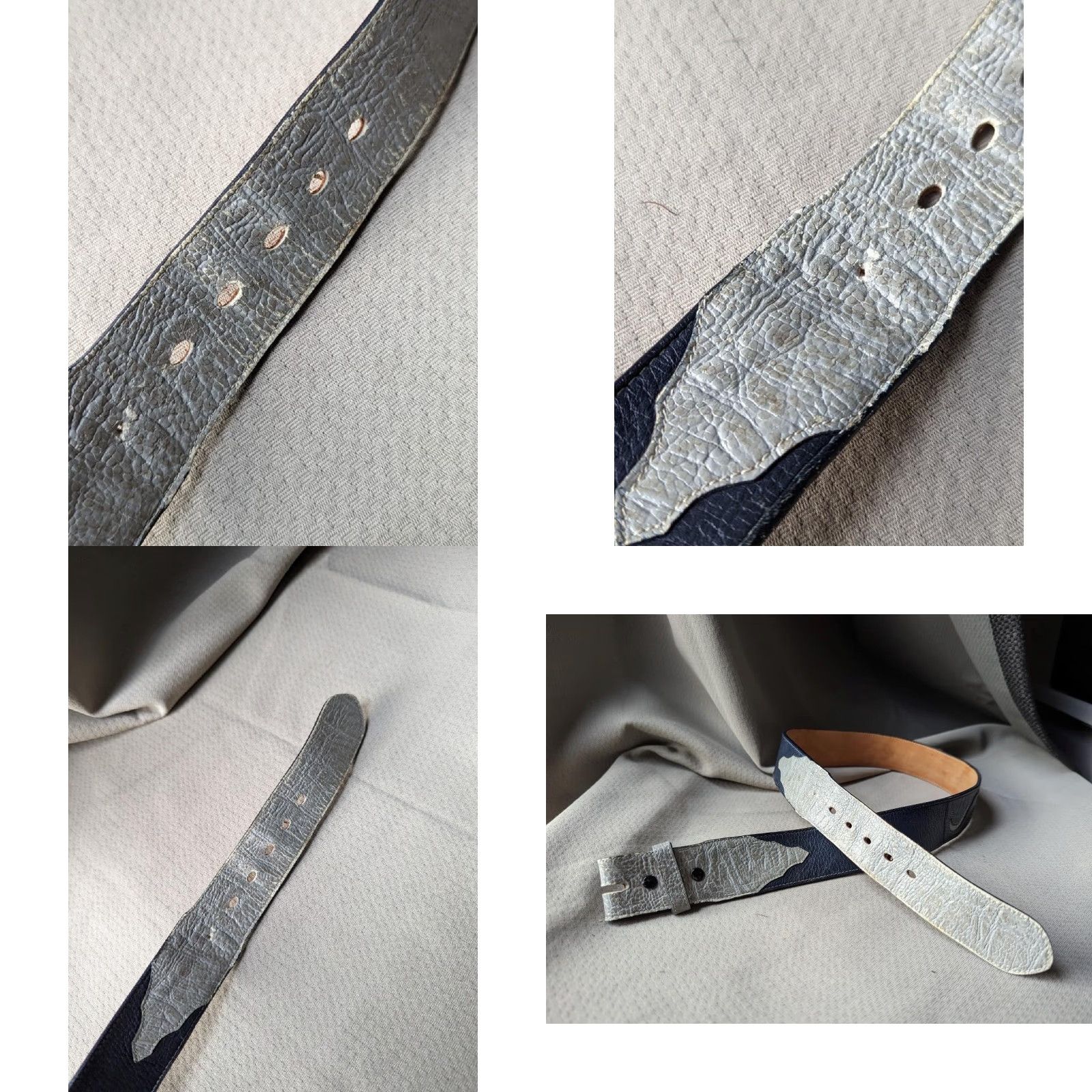 VINTAGE Tony Lama belt 1-5/8 wide 32 blue/gray USA made cowhide leather Western belt Mens