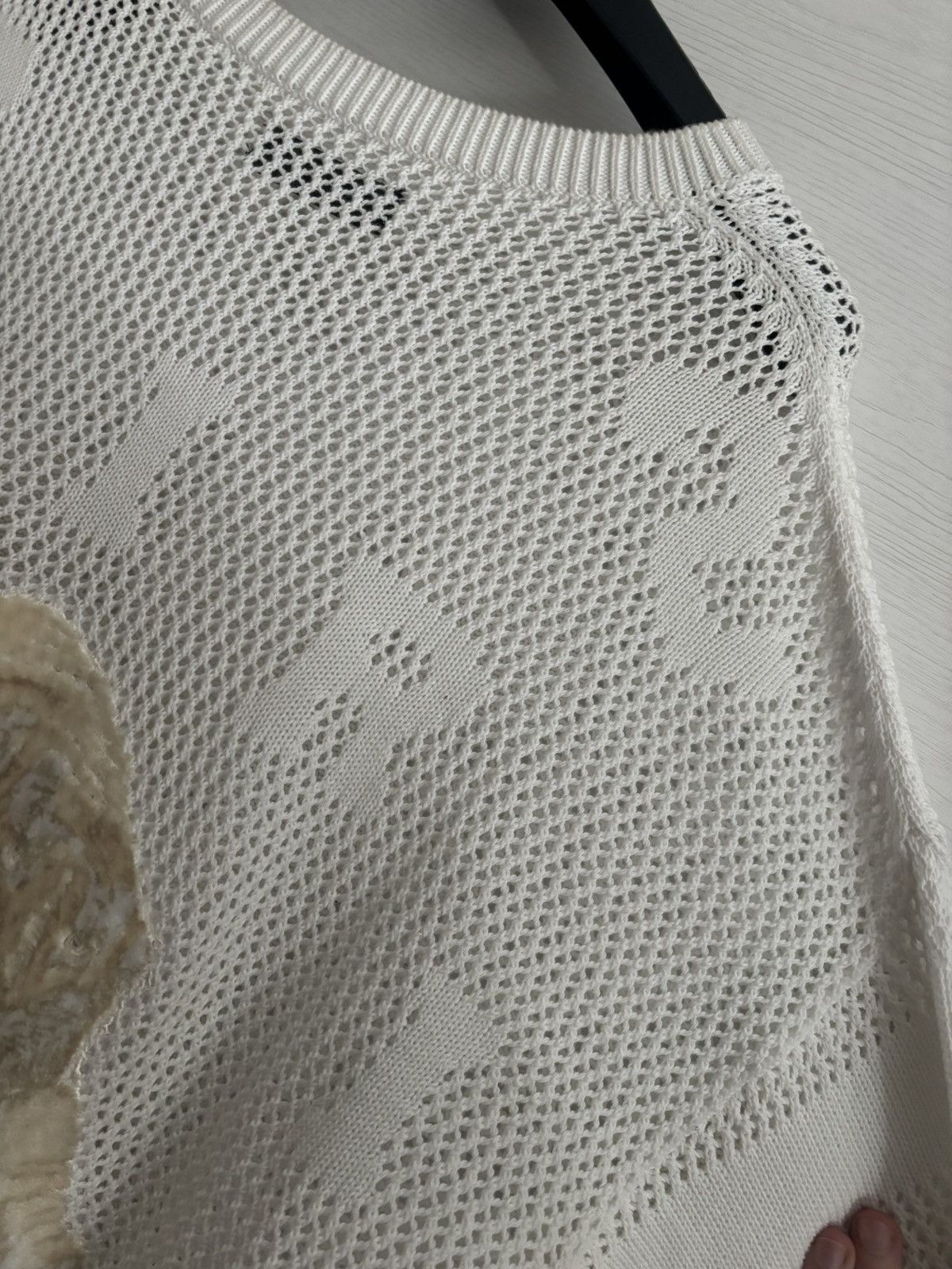Amiri Tiger Knit Mesh Sweater - White - Size M
