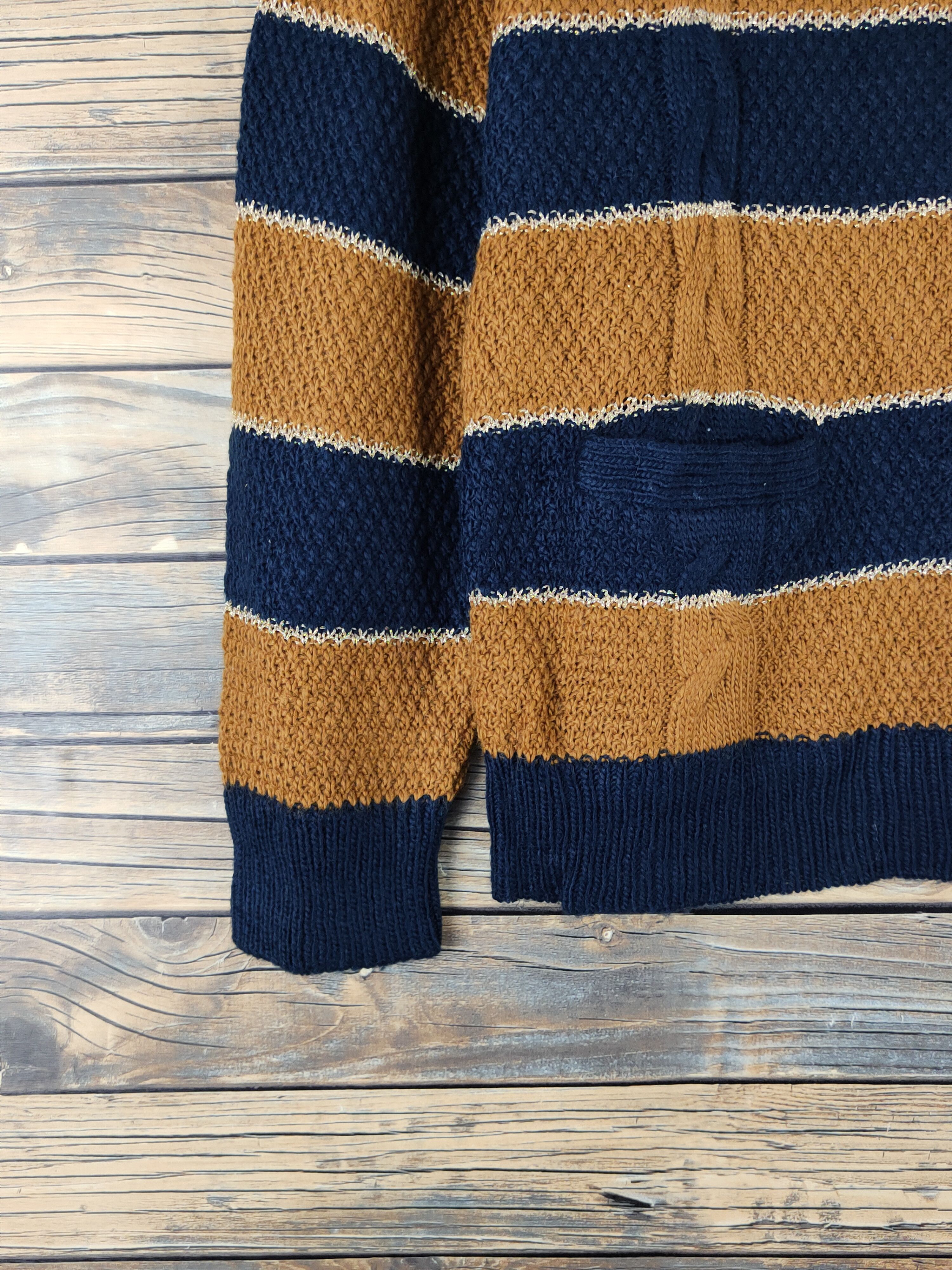 Aran Isles Knitwear Jena Navy Brown Stripe Knitwear Sweatshirts #W1263 Size US S / EU 44-46 / 1 - 4 Thumbnail
