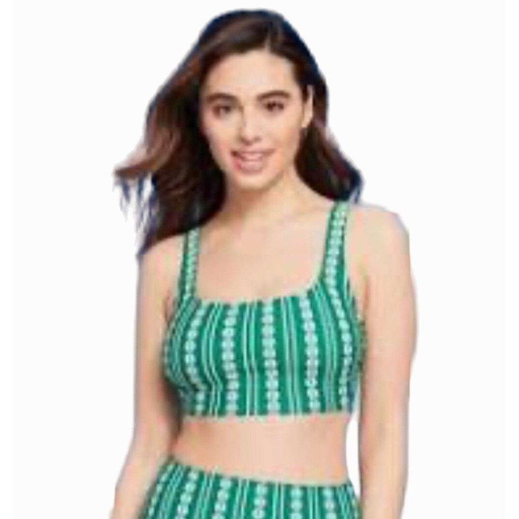 Other Kona Sol - Women's Global Print Longline Bikini Top - Green Size ONE SIZE - 1 Thumbnail