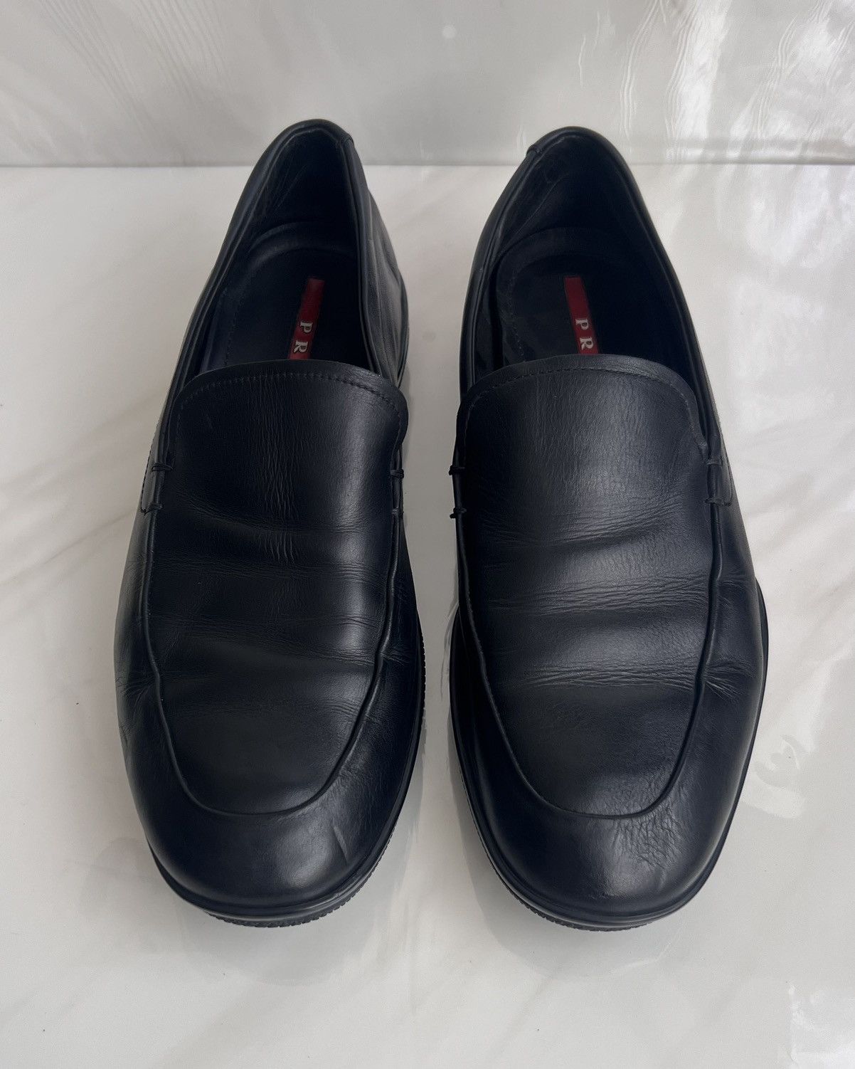 Prada Prada Black Leather vibram slip on loafers Size US 8 / EU 41 - 12 Thumbnail