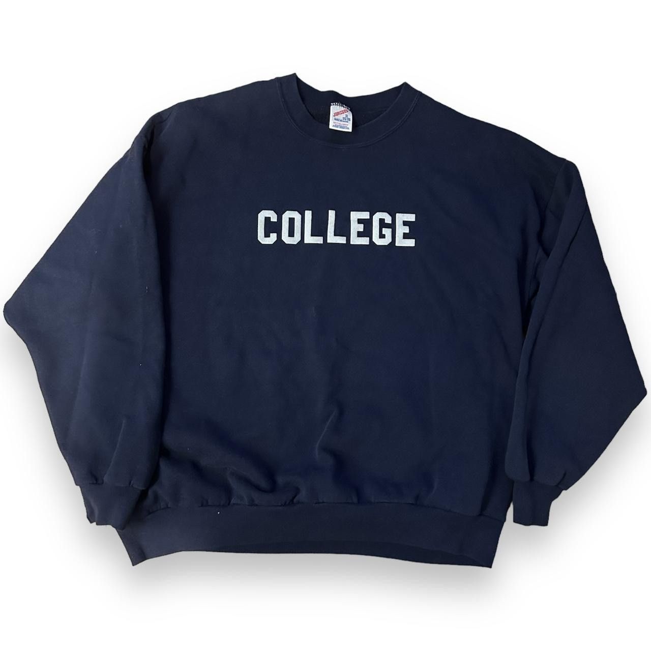 image of Vintage Jerzees Animal House College Crewneck in Navy, Men's (Size XL)