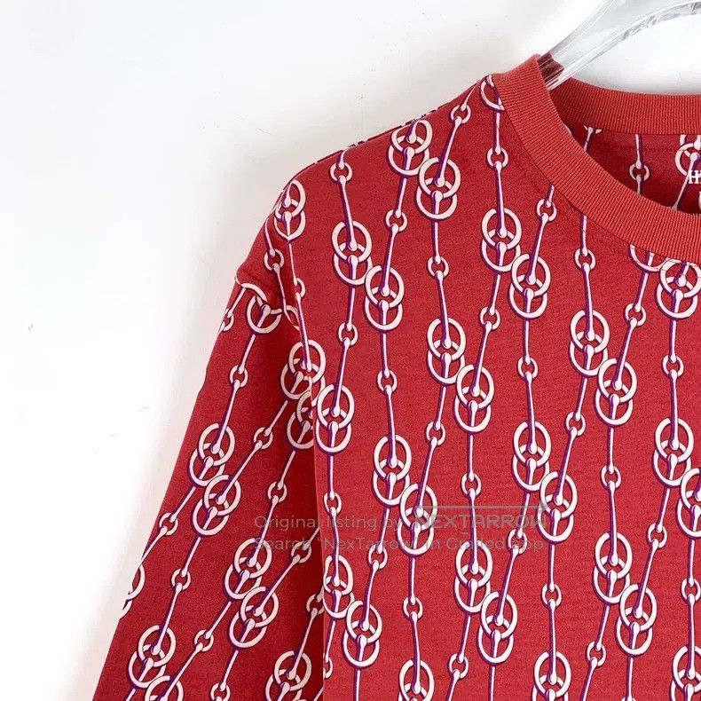 Hermes Hermes Red buckle printed full-print cotton round neck sho Size XS / US 0-2 / IT 36-38 - 3 Thumbnail