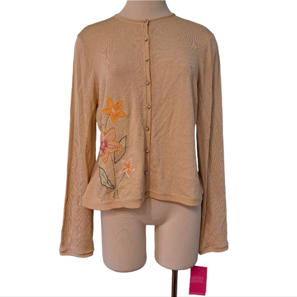 Other Vintage Intuitions Y2K Button Down Floral Stitch Lawn Party Size XL / US 12-14 / IT 48-50 - 1 Thumbnail