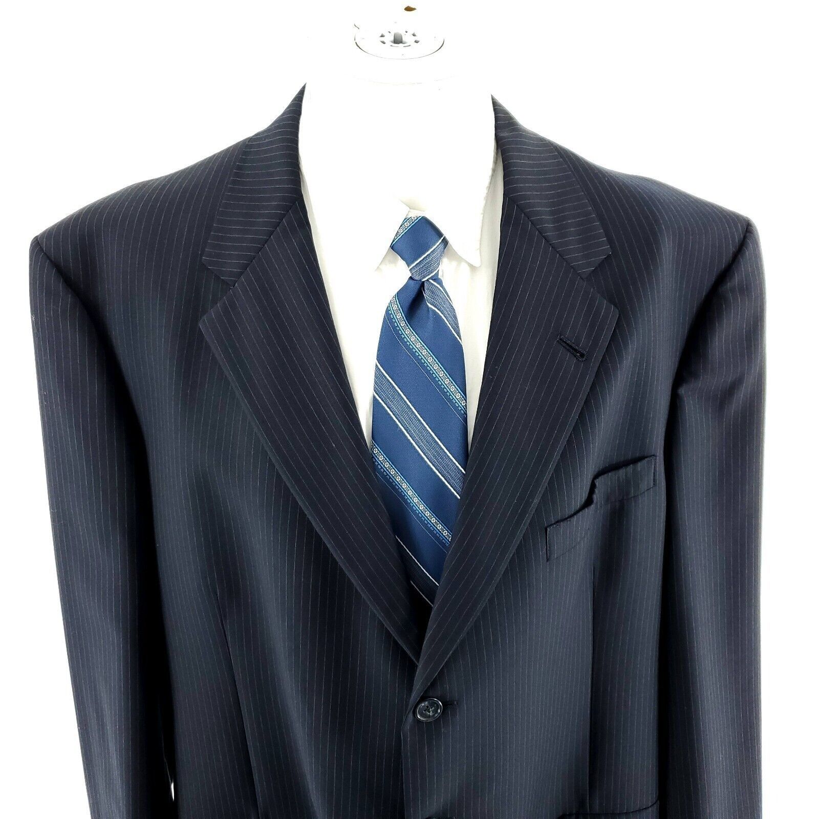 Hart Schaffner Marx DAMAGED Hart Schaffner Marx Wool 3 Button Suit Jacket 46L Bl Size 46L - 1 Thumbnail