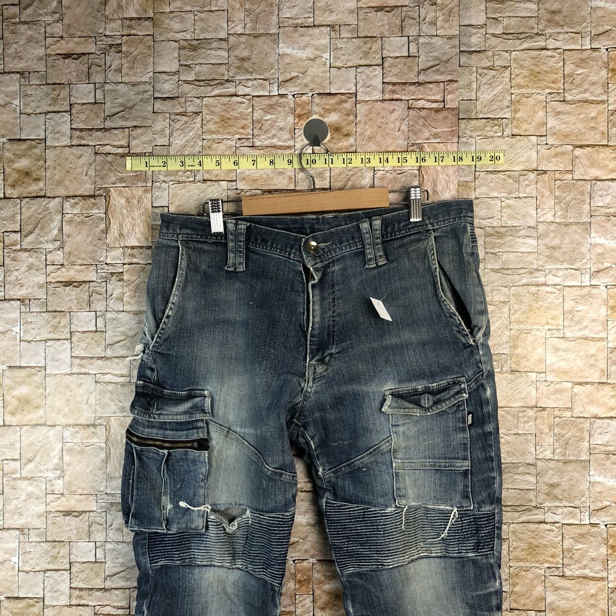 Japanese Brand Tora ripped Denim utility tactical distressed Pants #A959 Size US 33 - 4 Thumbnail