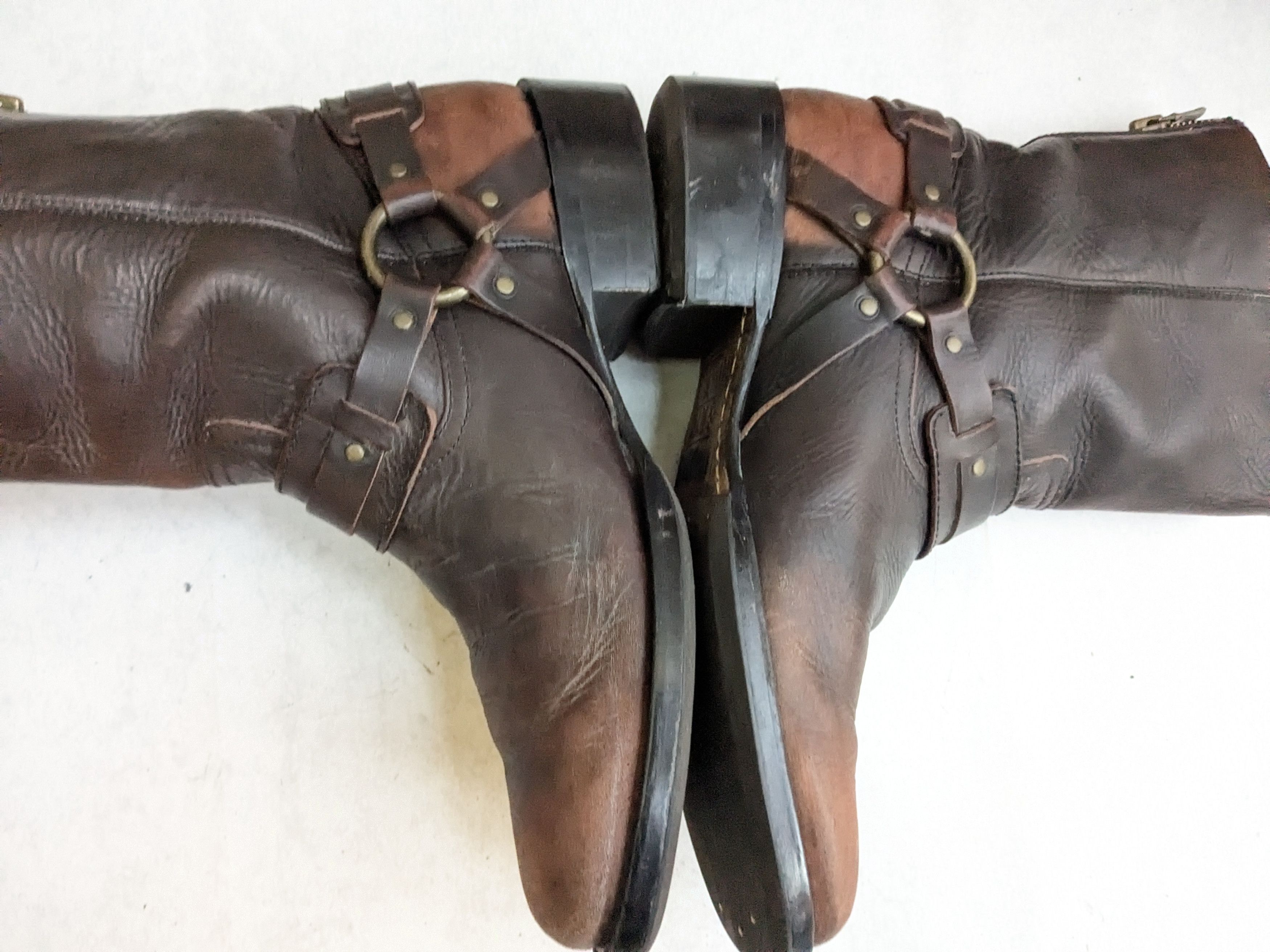 Frye Frye Harness Boots Brown 11.5 Leather Buckle Back Zip Size US 11.5 / EU 44-45 - 12 Thumbnail