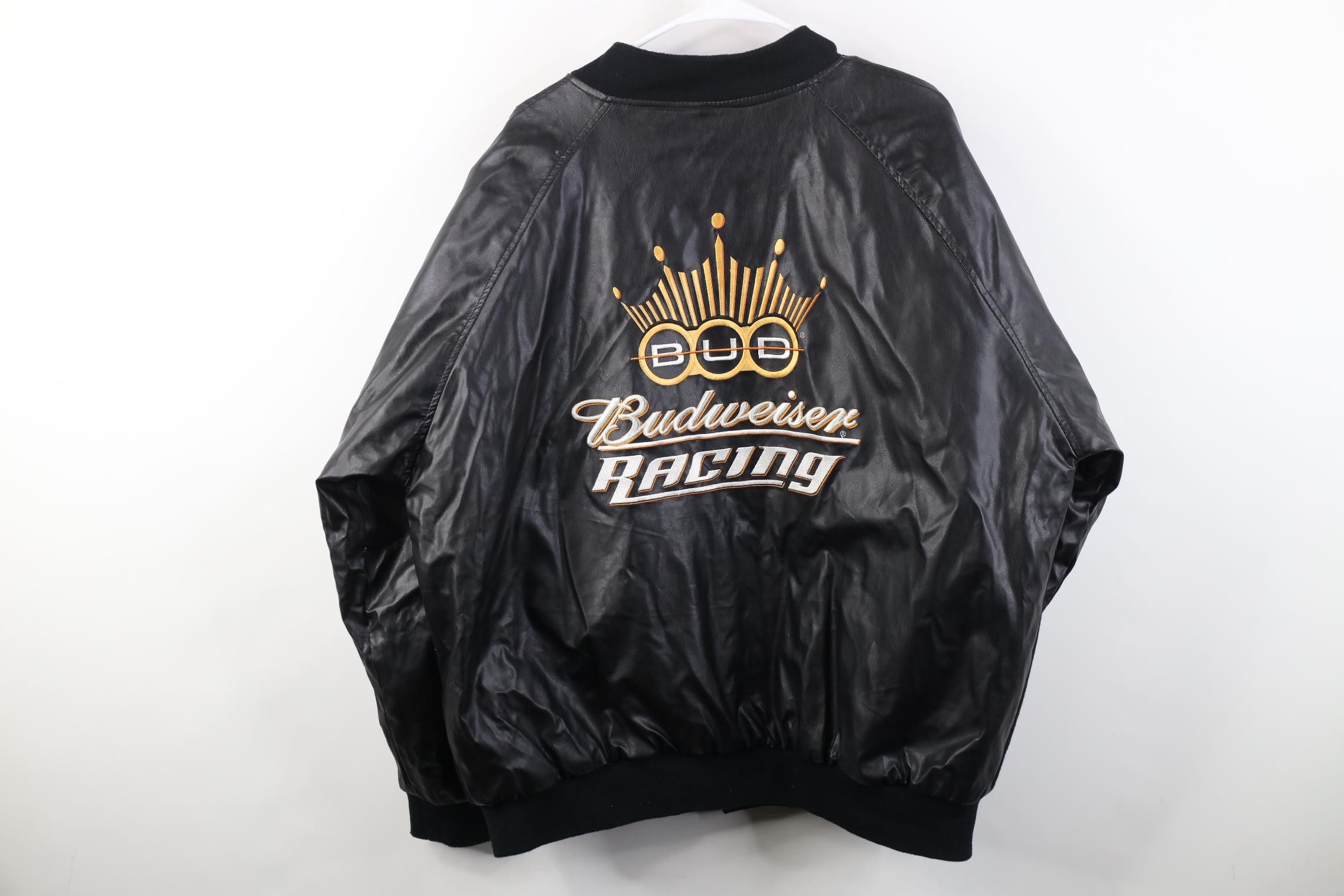 Budweiser Vintage 90s Y2K Budweiser Racing Wool Varsity Jacket Black Size US XL / EU 56 / 4 - 14 Thumbnail