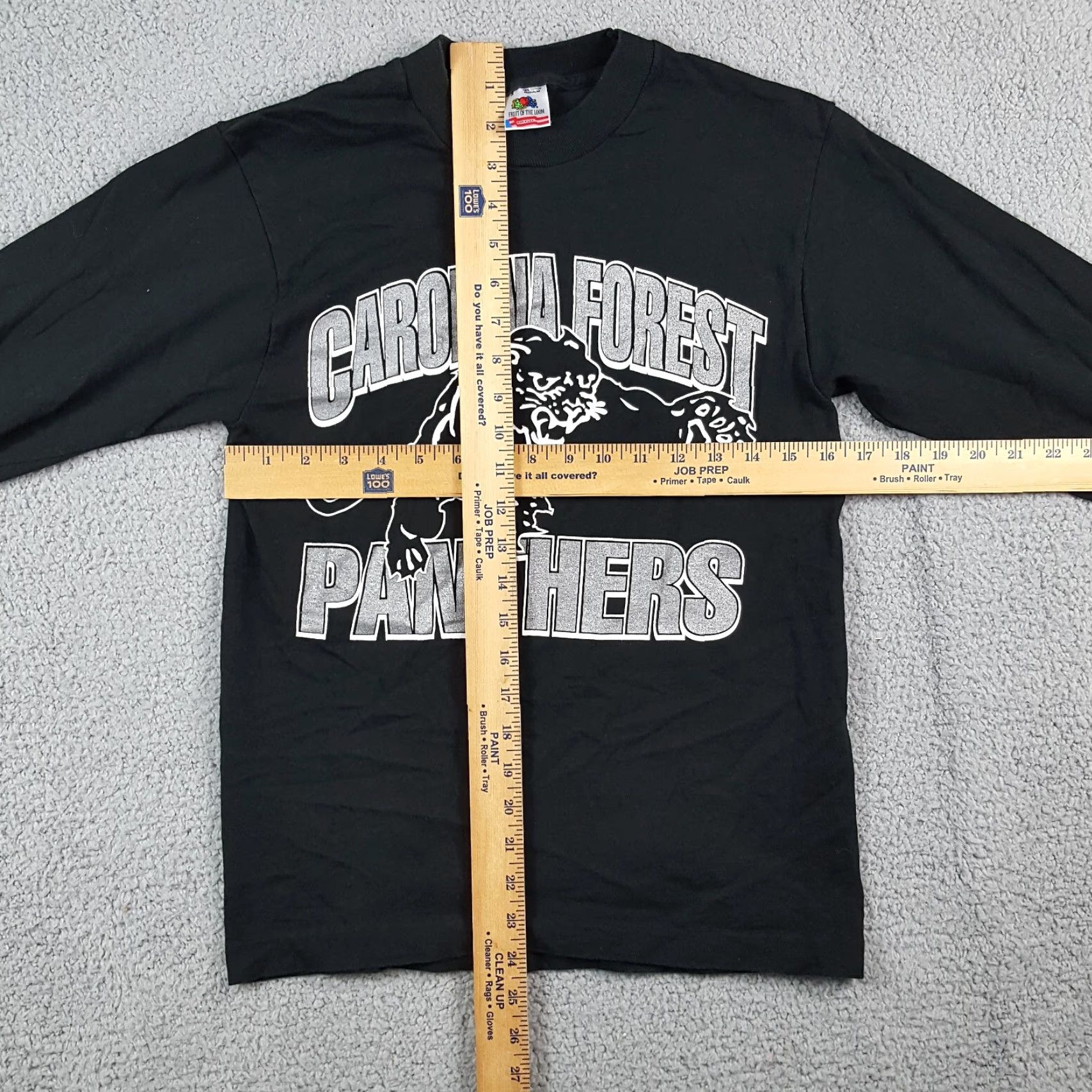 Fruit Of The Loom VINTAGE Carolina Panthers T-Shirt Long Sleeve XS Black Crew Neck 1990s School Football Baseball Collegiate Embroidered Logo Men Size US XS / EU 42 / 0 - 7 Thumbnail